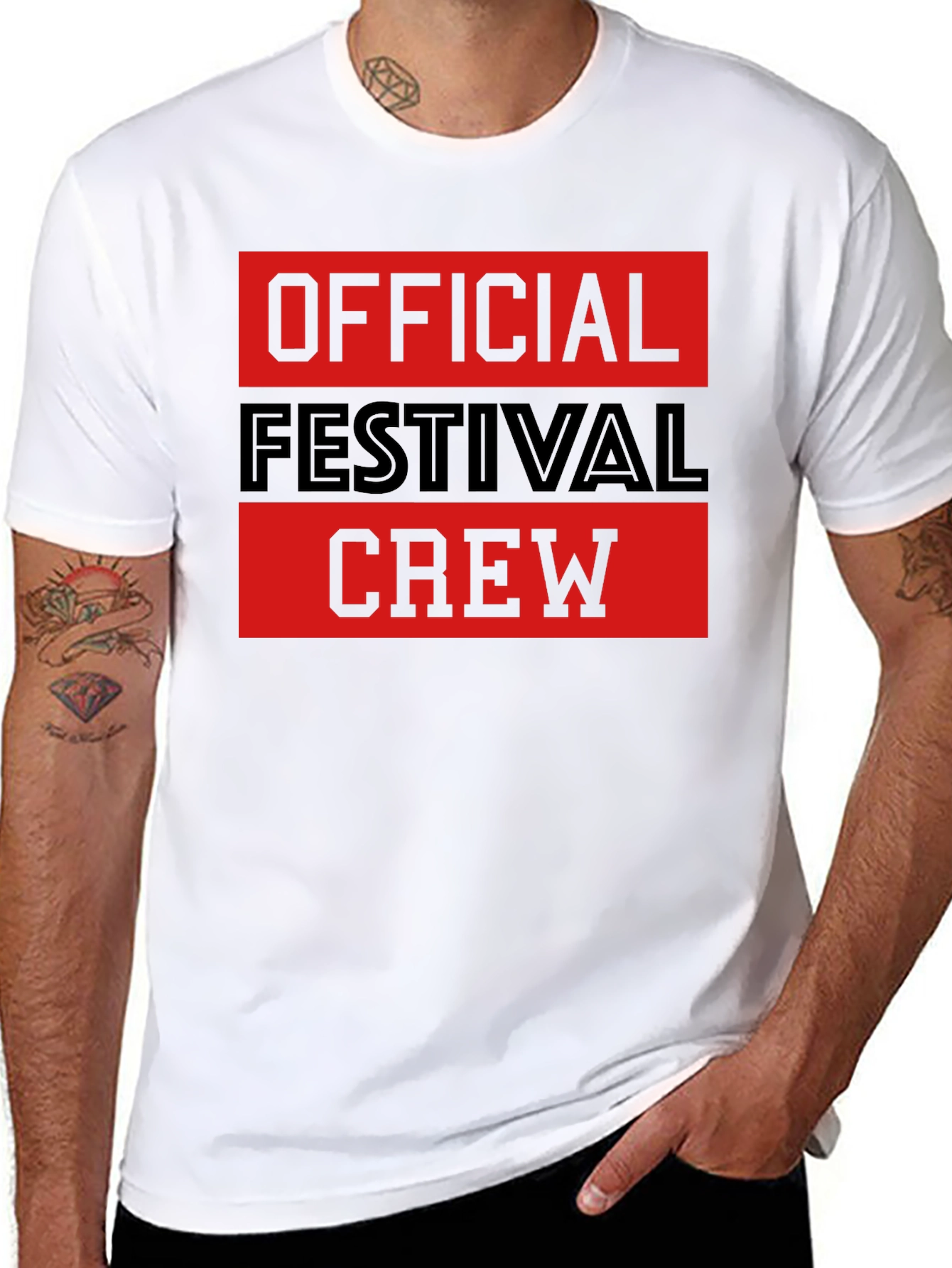 Black Official Festival Crew Black Graphic T-Shirt view 8