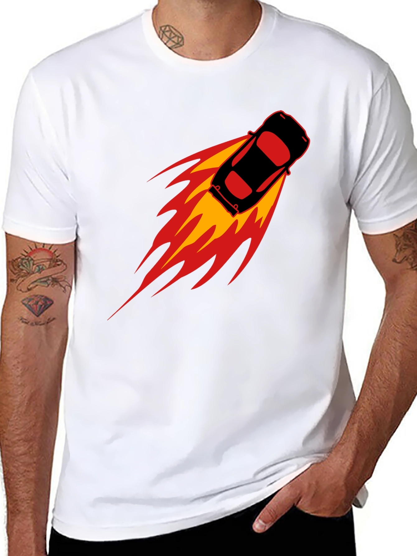 Black Speed Demon T-Shirt: Black Car with Flames view 8