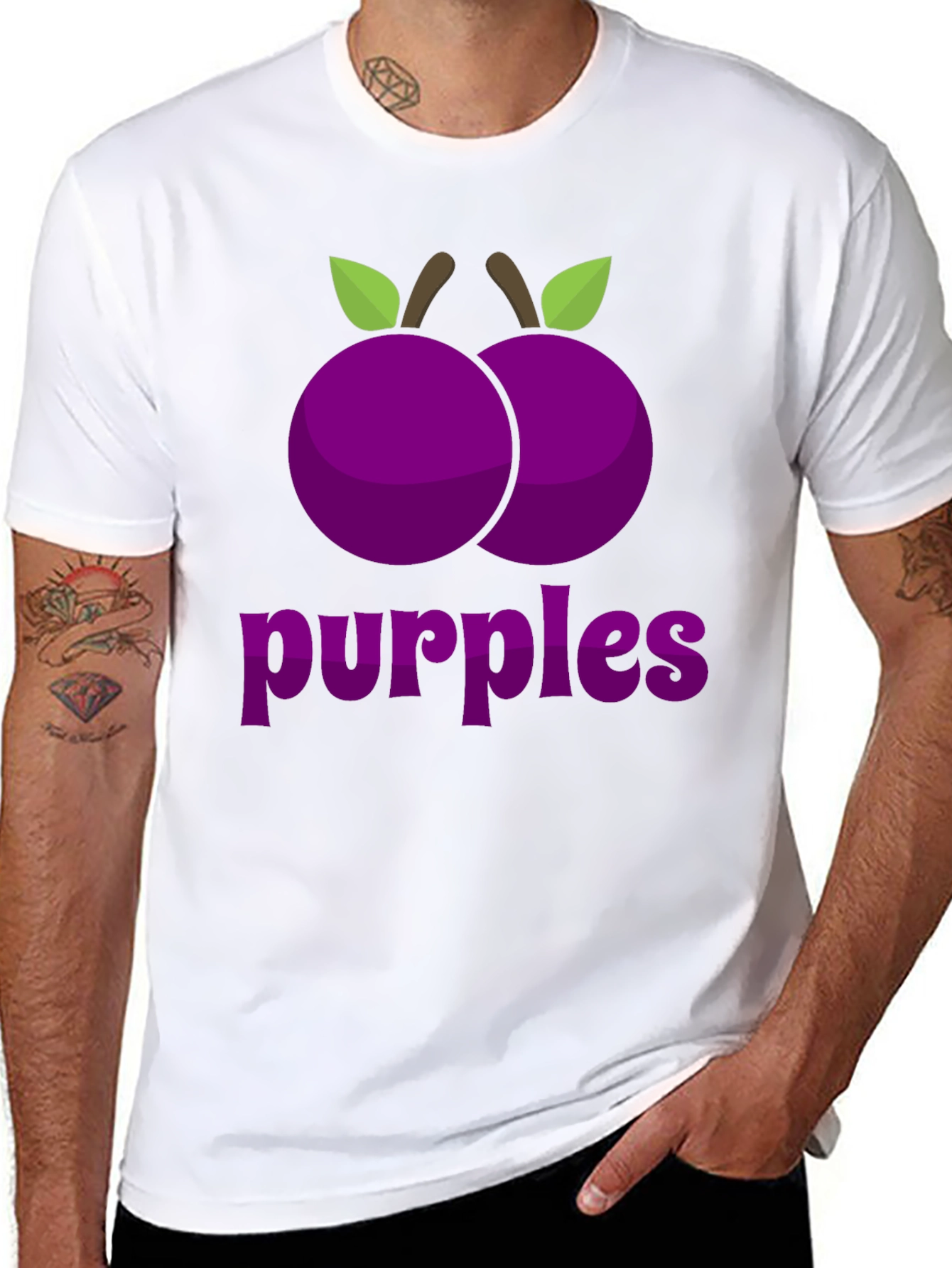 Black Purple Fruit Graphic Tee - Trendy Design view 8