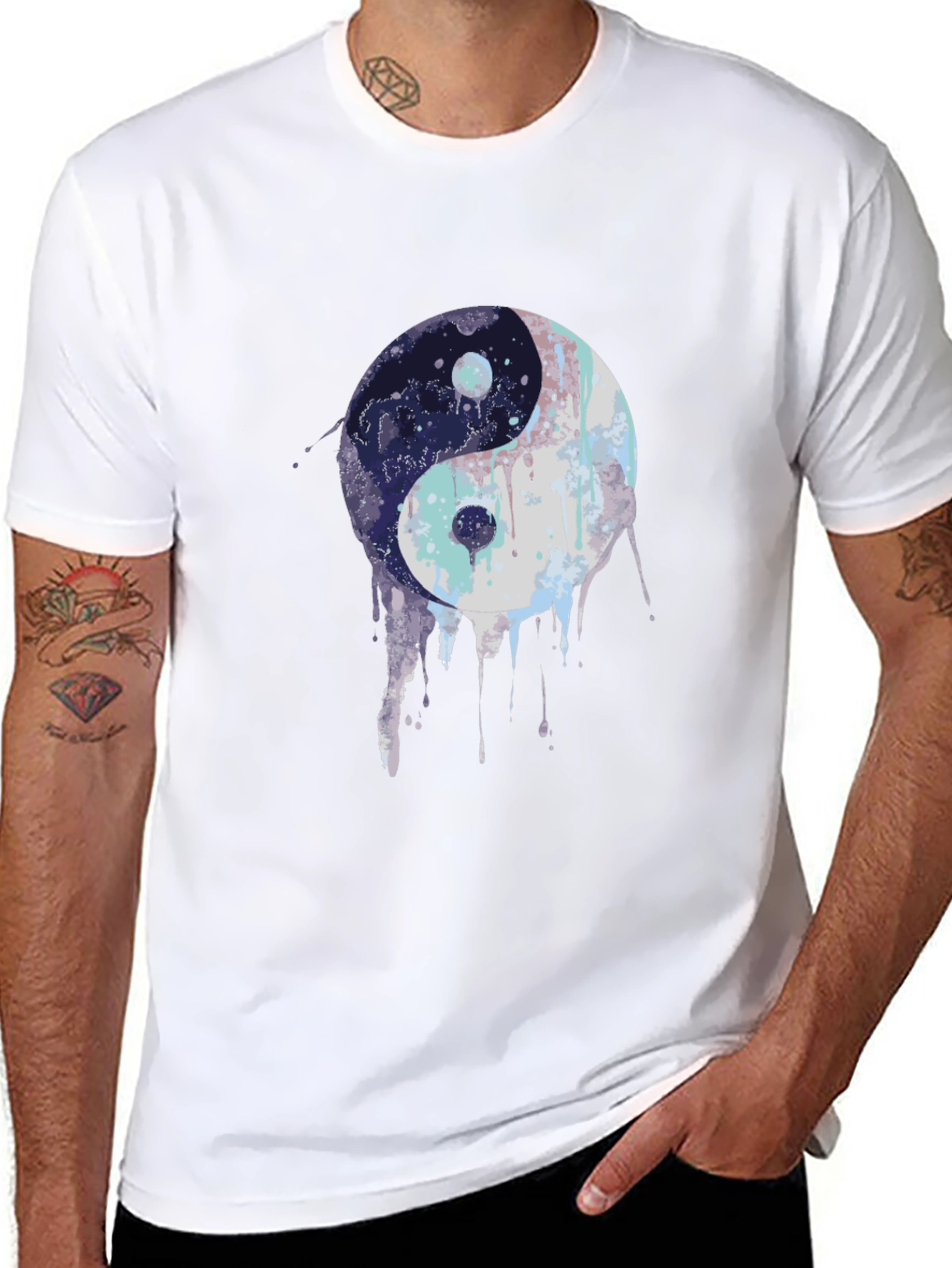 Black Yin Yang Graphic Black T-Shirt view 8