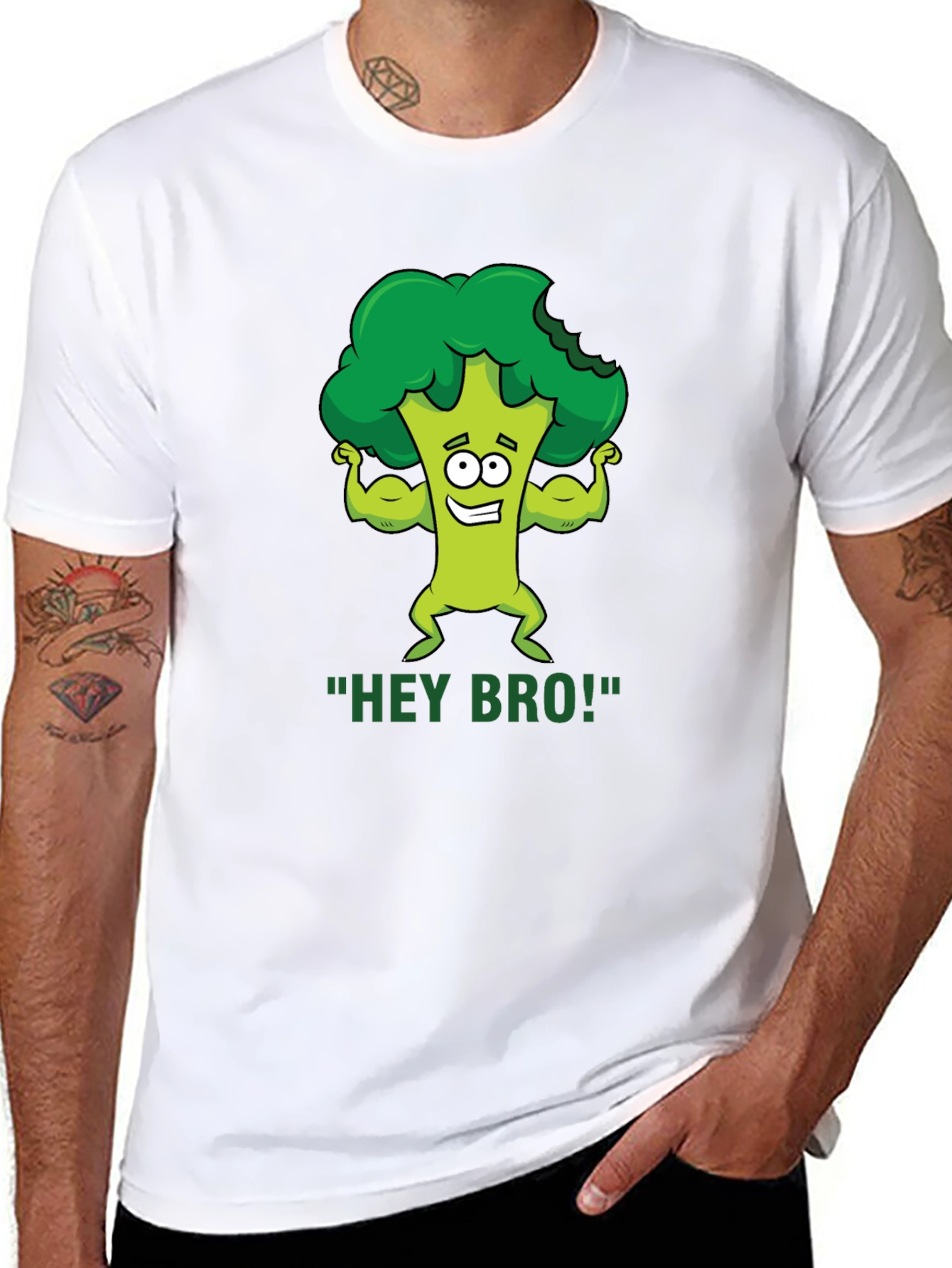 Black Hey Bro! Broccoli Gym Humor T-Shirt view 8