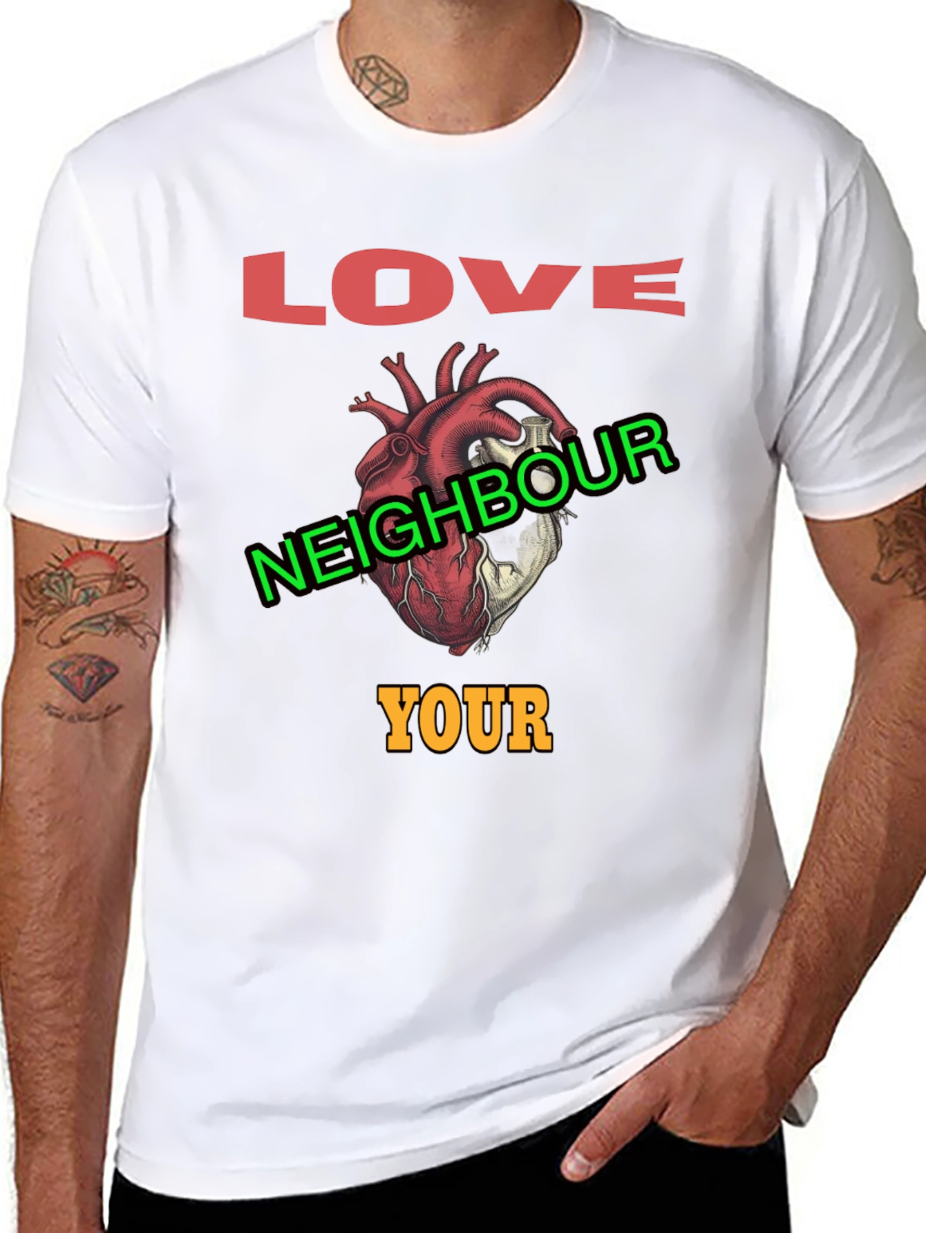 Black Love Your Neighbour T-Shirt Graphic Print view 8