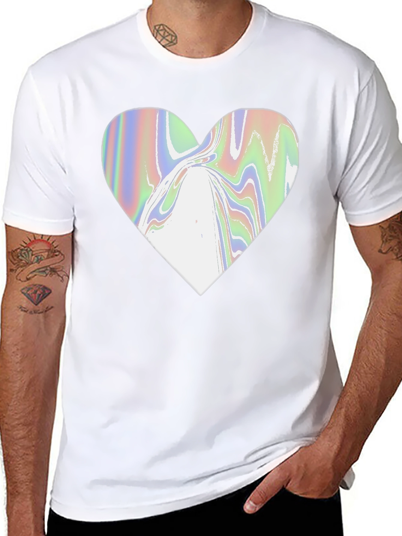 Black Abstract Heart Graphic Tee - Modern Black T-Shirt view 8