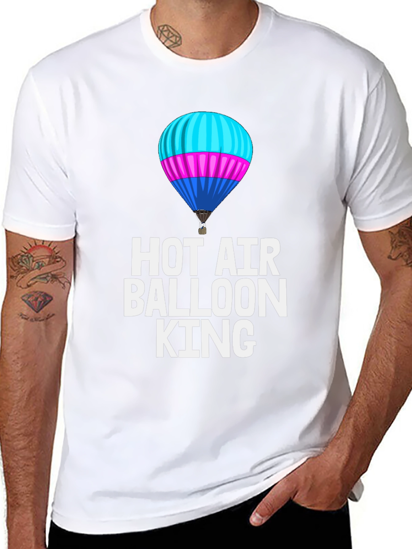 Black Hot Air Balloon King Black T-Shirt view 8