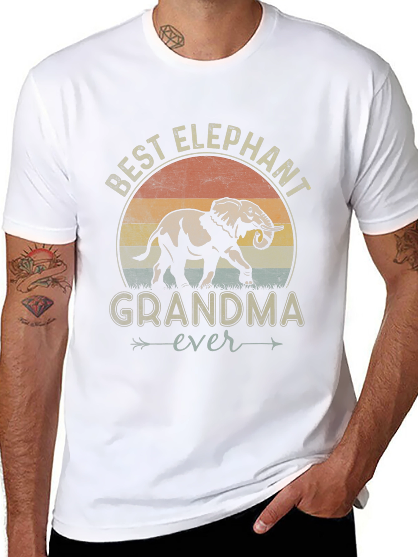 Black Best Elephant Grandma Ever Graphic Tee view 8