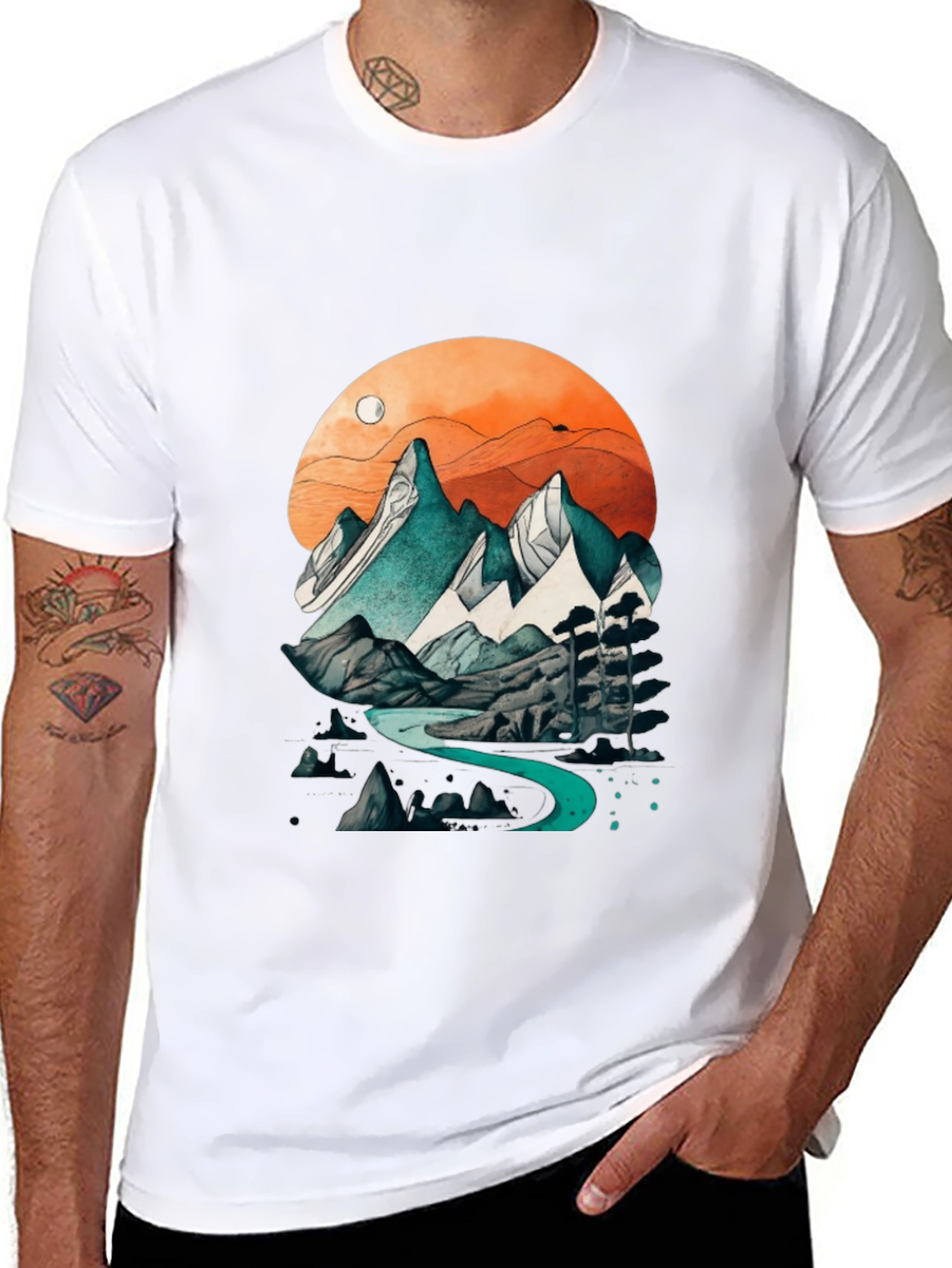 Black Mountain River Graphic Tee - Nature Inspired Design view 8