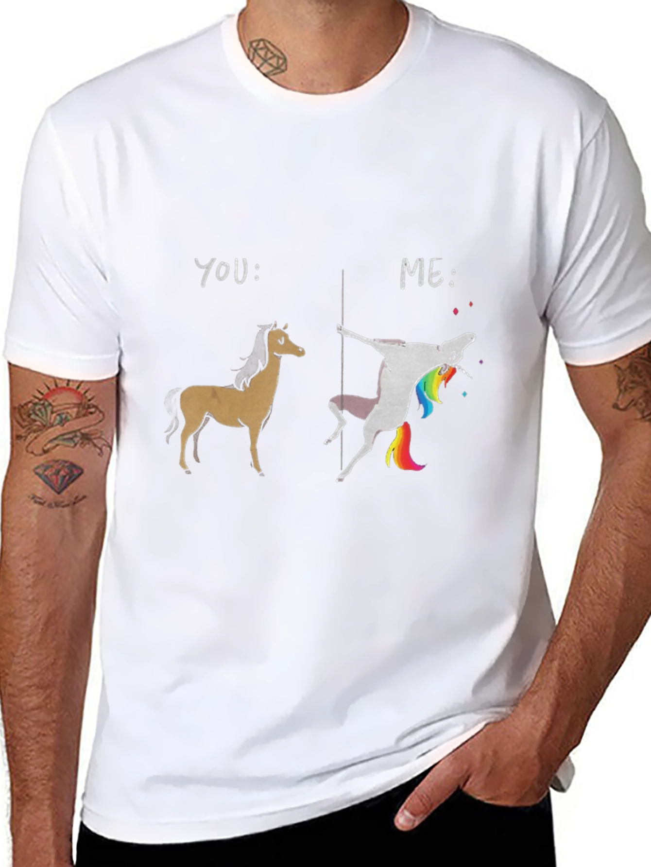 Black Funny You vs Me Unicorn T-Shirt view 8