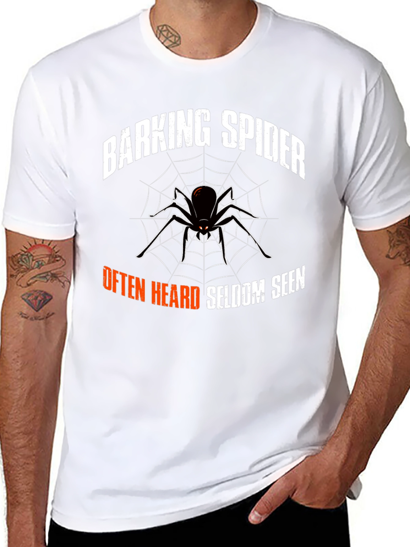 Black Barking Spider Graphic Tee - Funny Arachnid T-Shirt view 8
