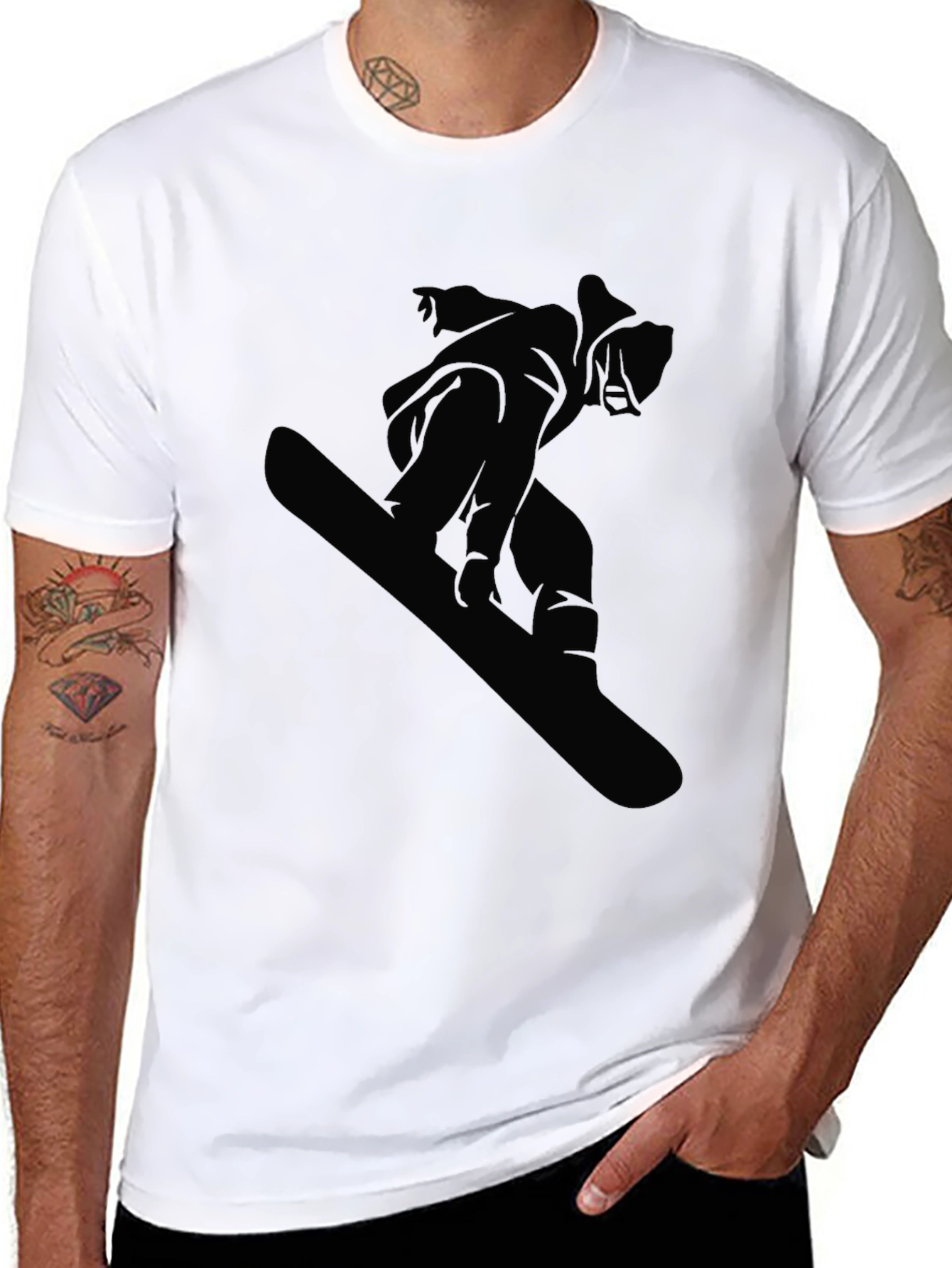 Snowboarder Graphic Tee - Black Cotton T-Shirt - 8