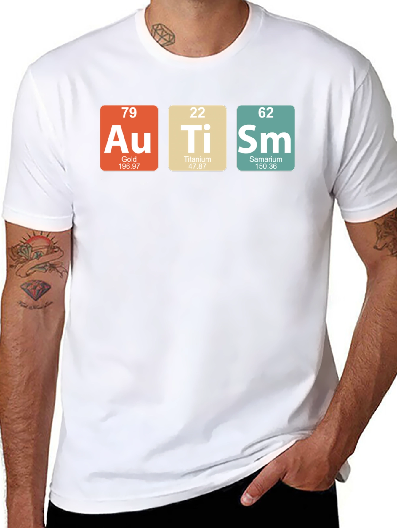 Black Periodic Table Autism Awareness T-Shirt view 8
