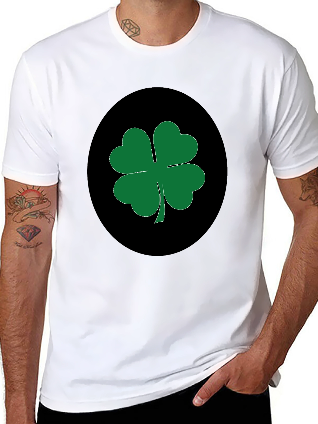 Black Lucky Clover Black T-Shirt view 8