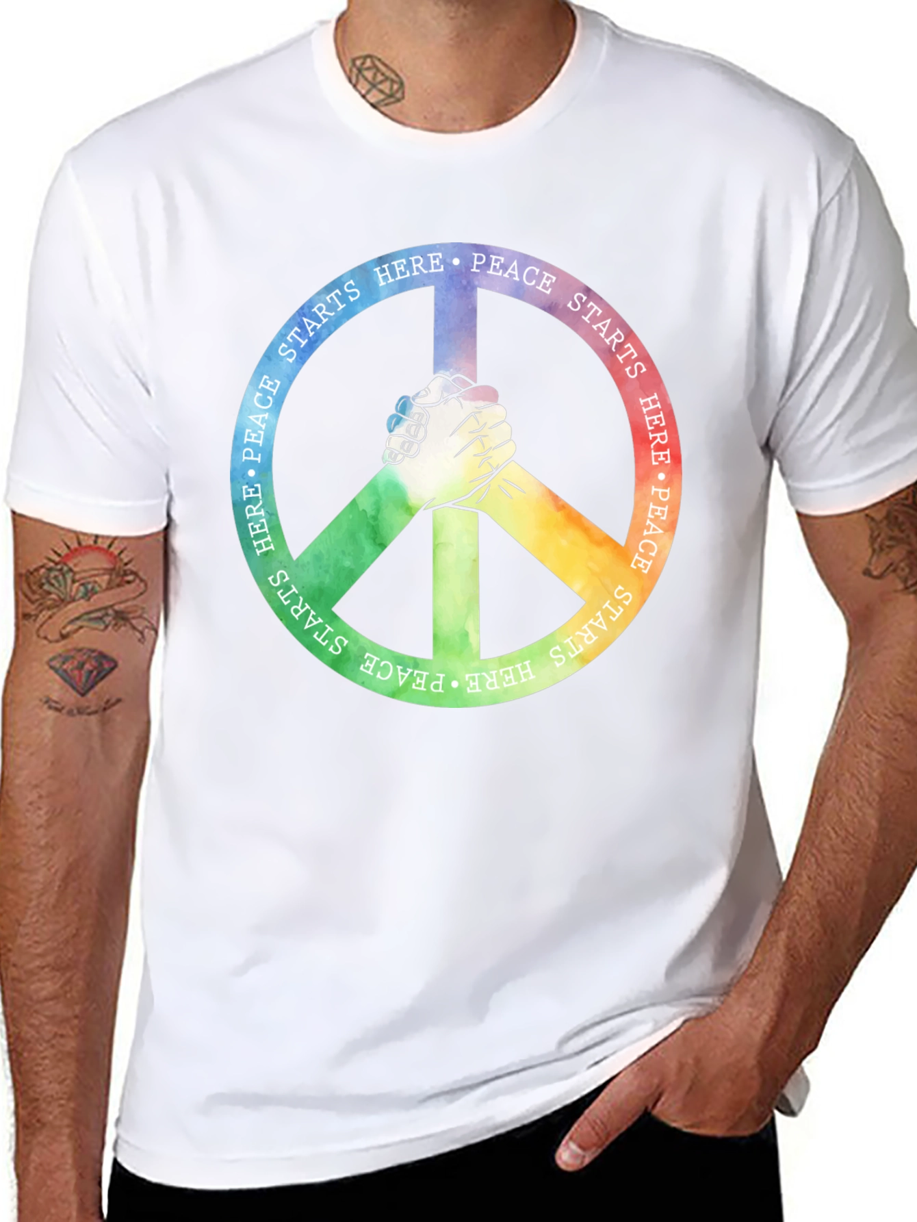 Black Peace Starts Here Graphic T-Shirt view 8