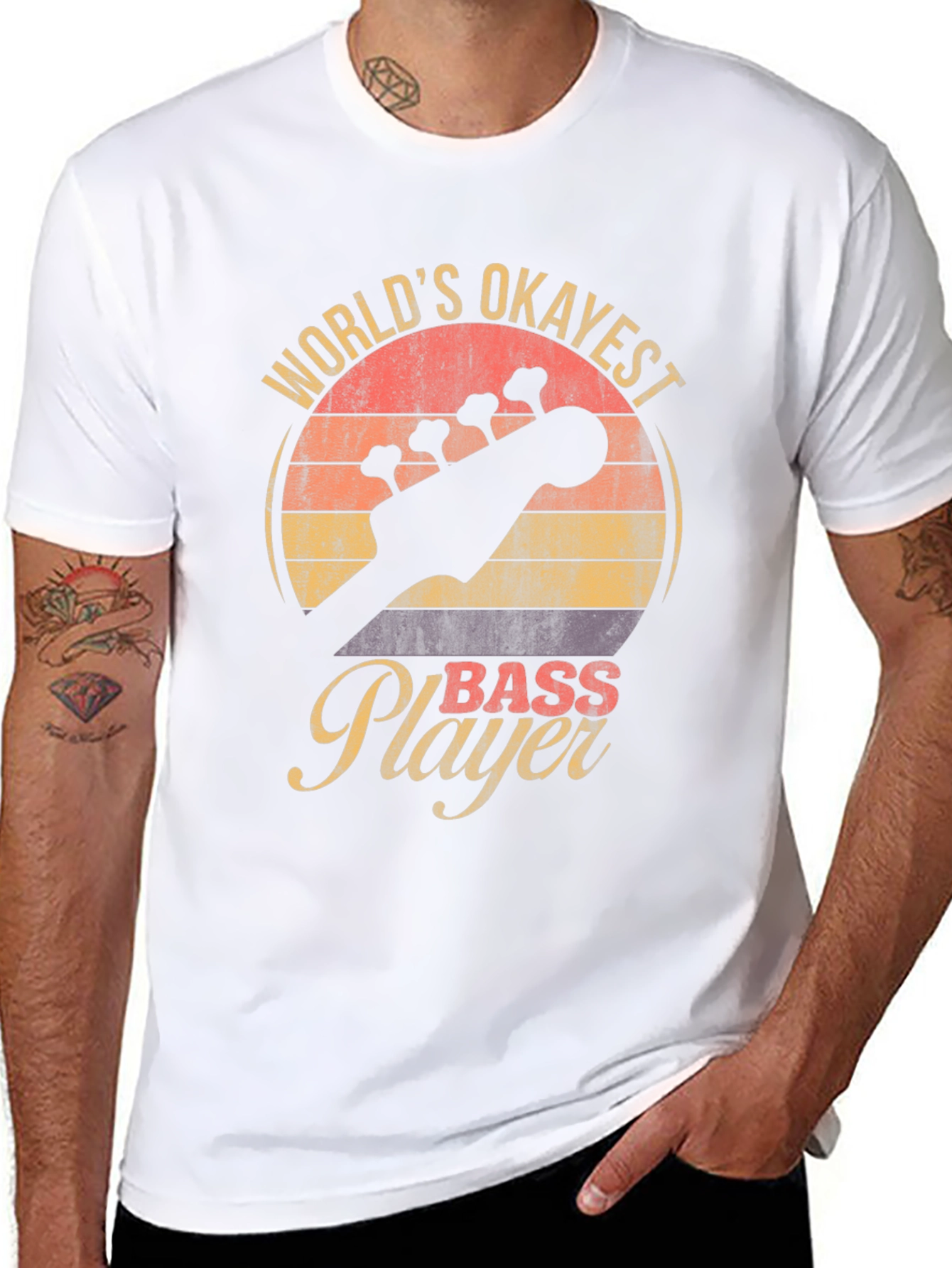 Black World's Okayest Bass Player Black T-Shirt view 8