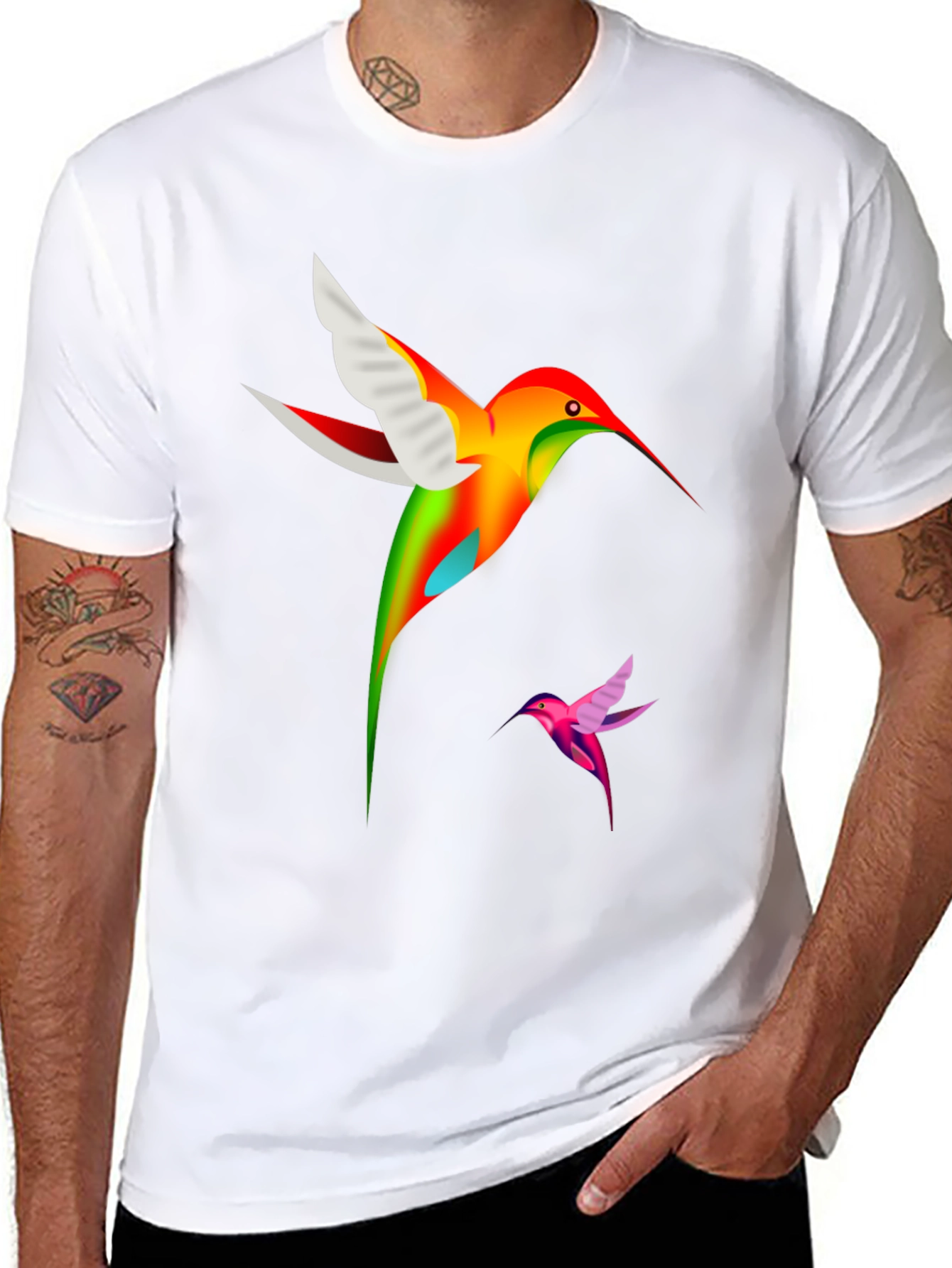 Black Hummingbird Graphic Tee - Bold Bird Design view 8