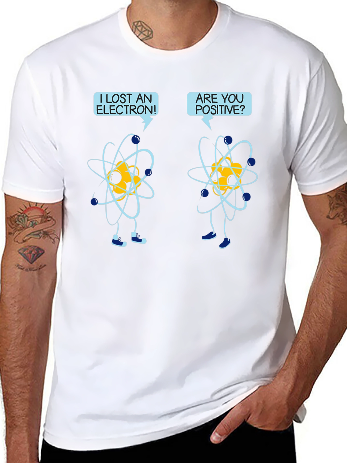 Black Funny Science Humor T-Shirt - Lost Electron, Are You Positive? view 8