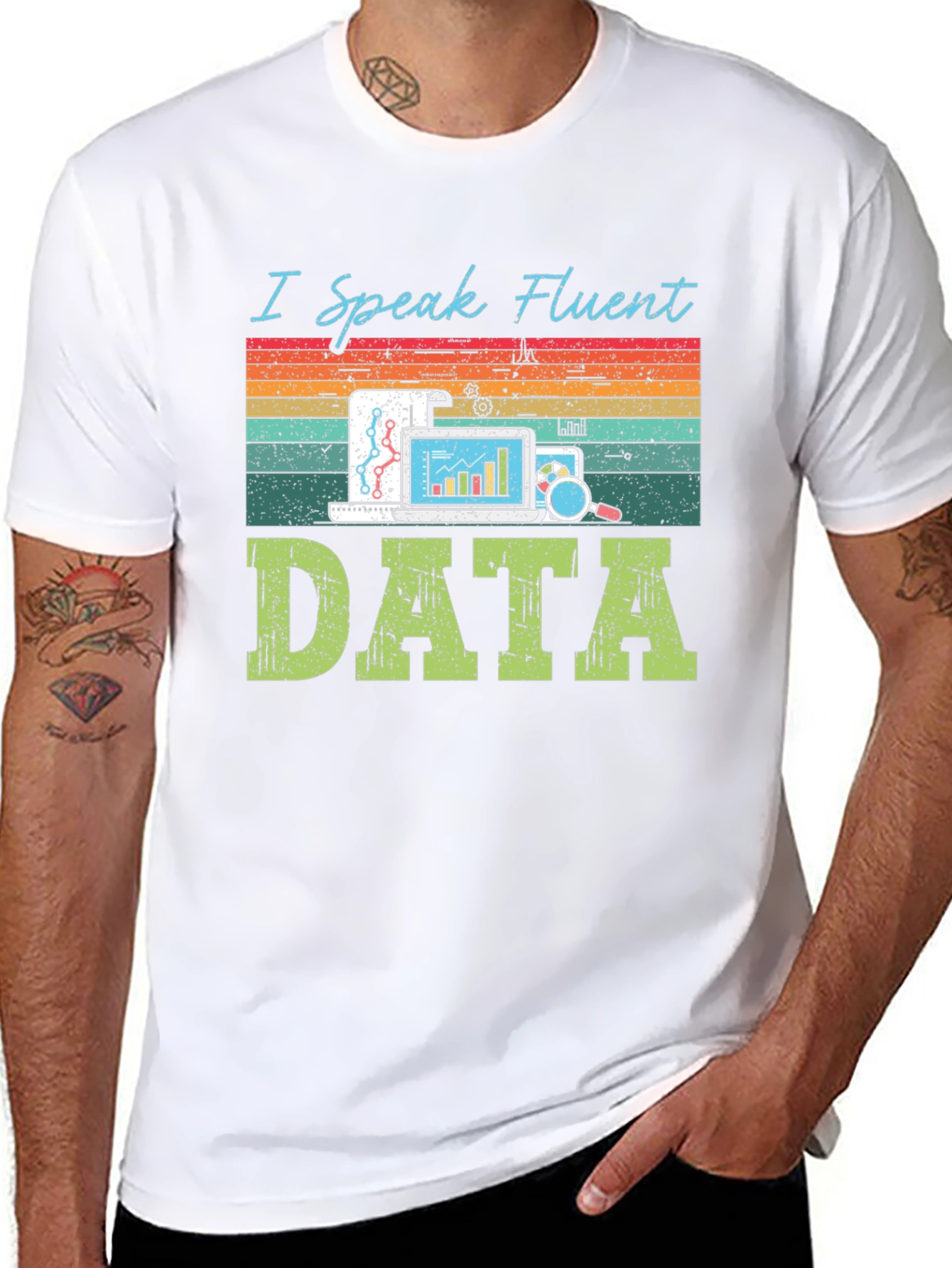 Black I Speak Fluent Data T-Shirt - Data Analyst Tee view 8