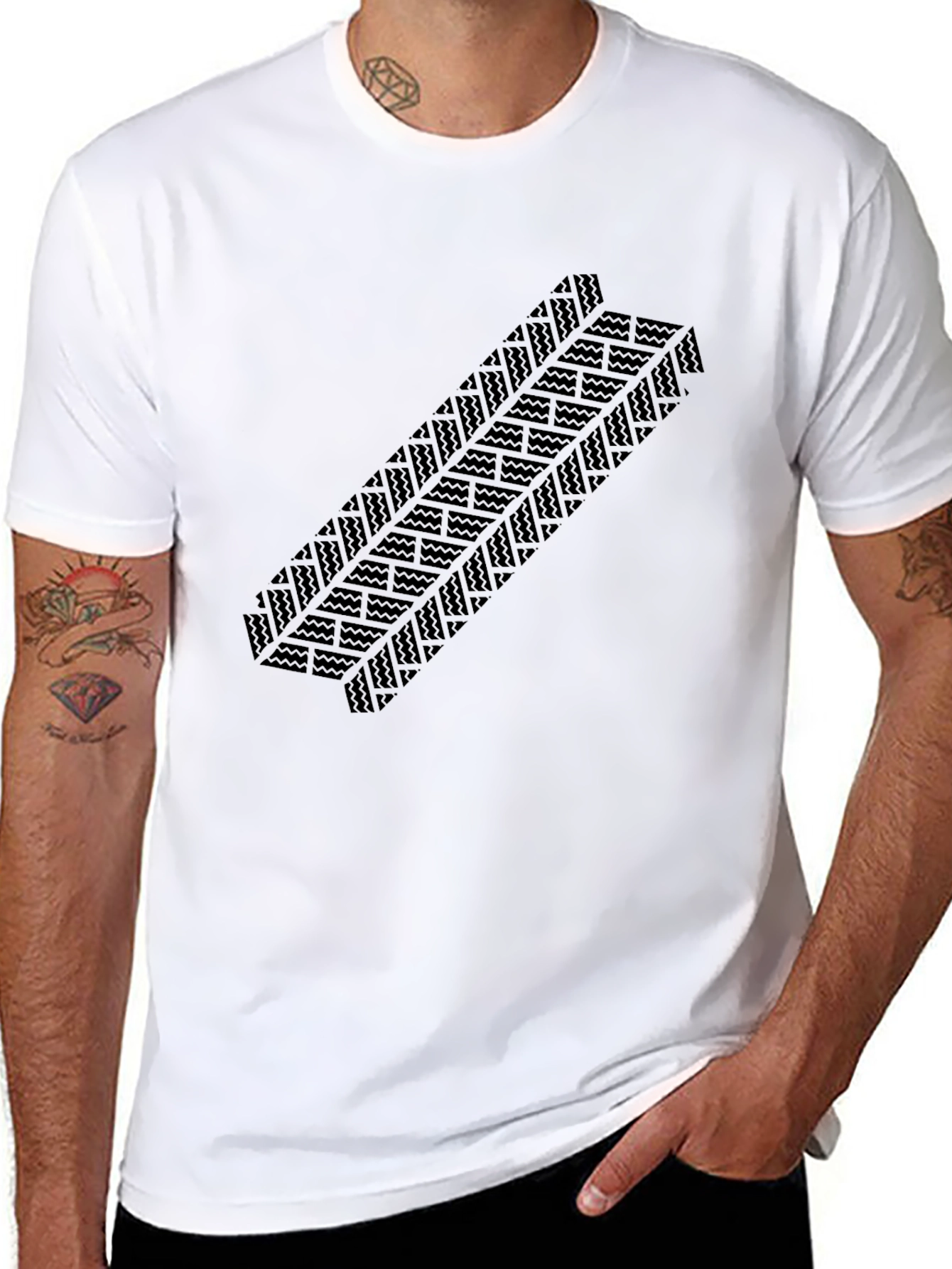 Black Tire Track Graphic Tee - Black Casual Wear view 8