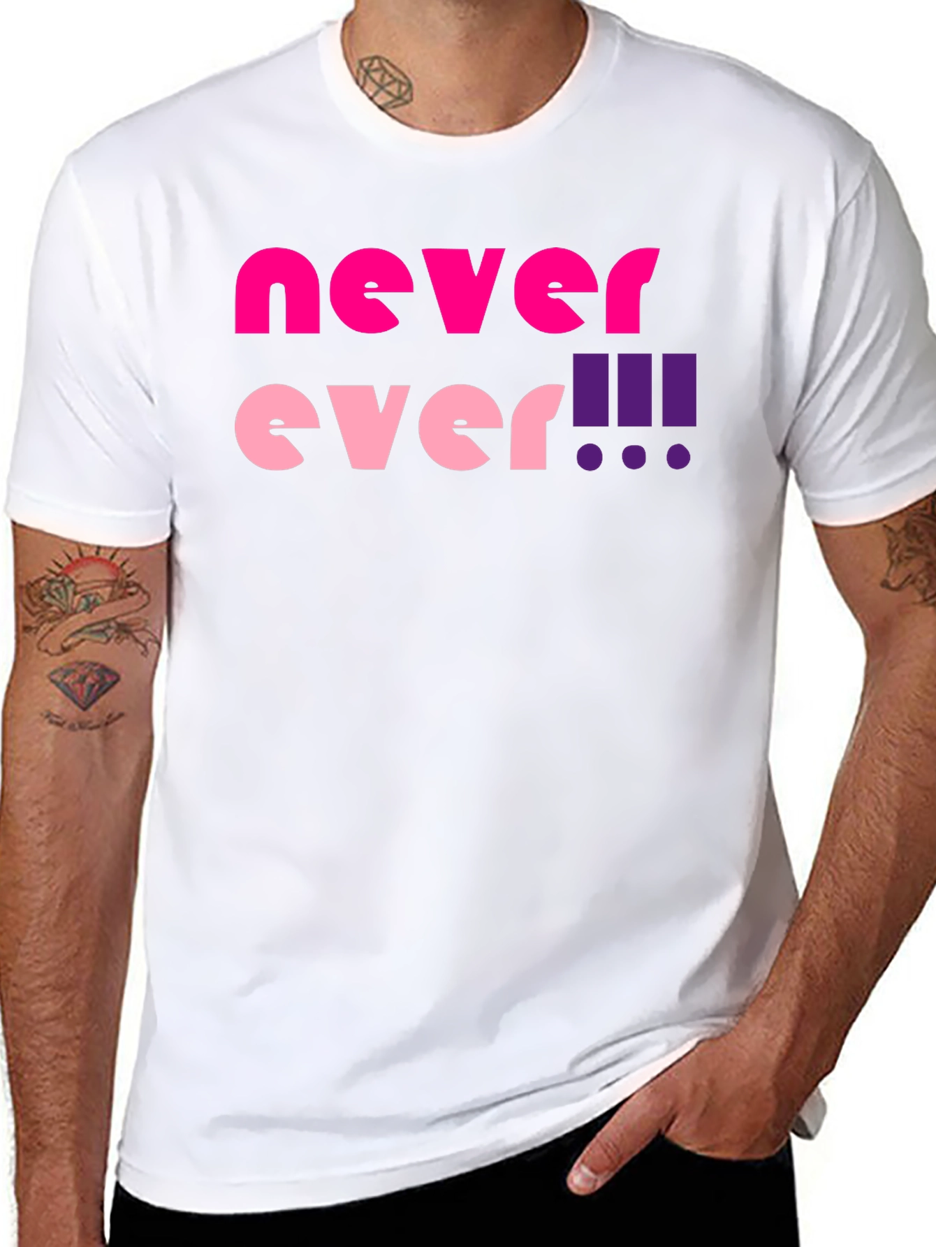 Black Never Ever! Graphic T-Shirt view 8