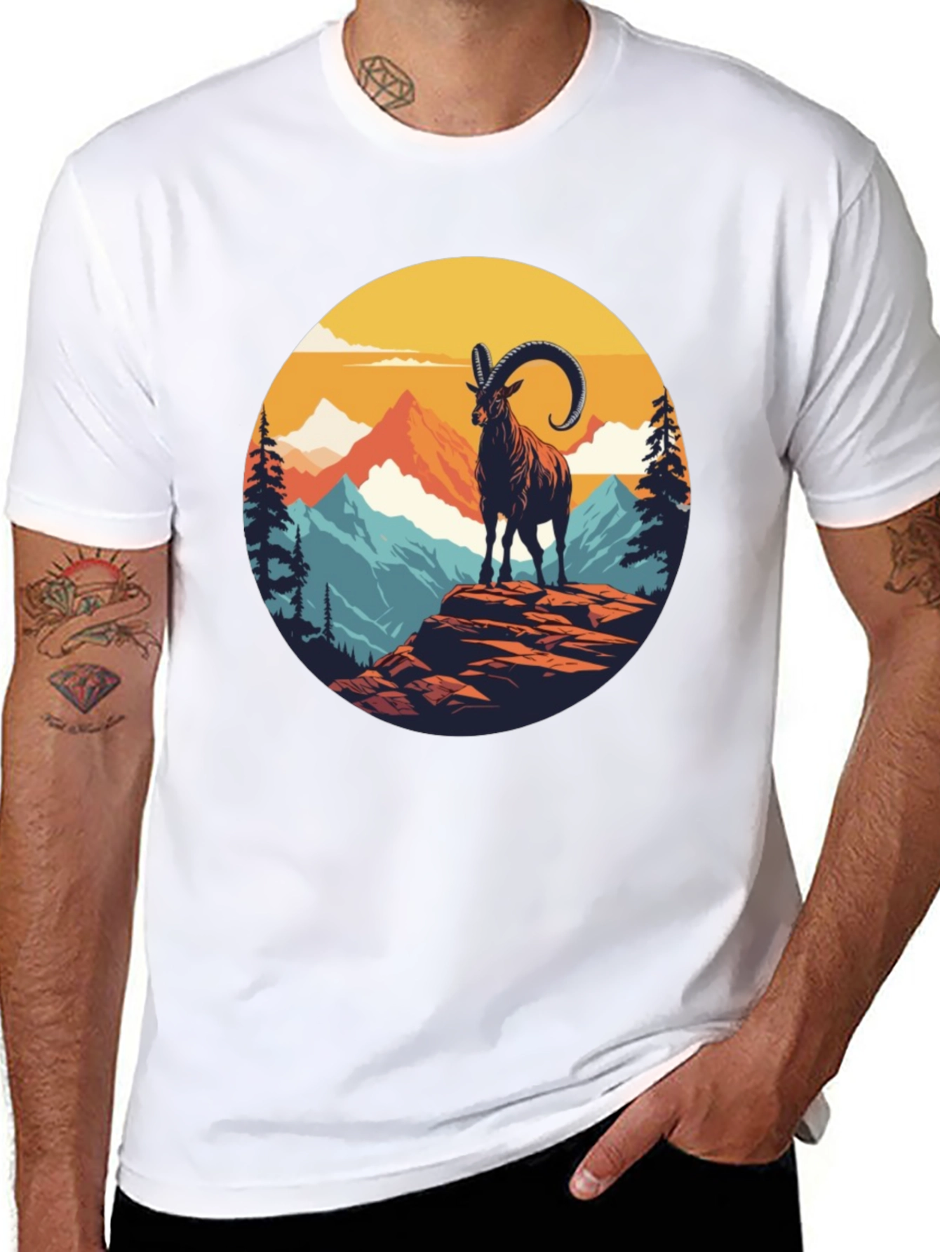 Black Mountain Goat Graphic Tee - Black view 8