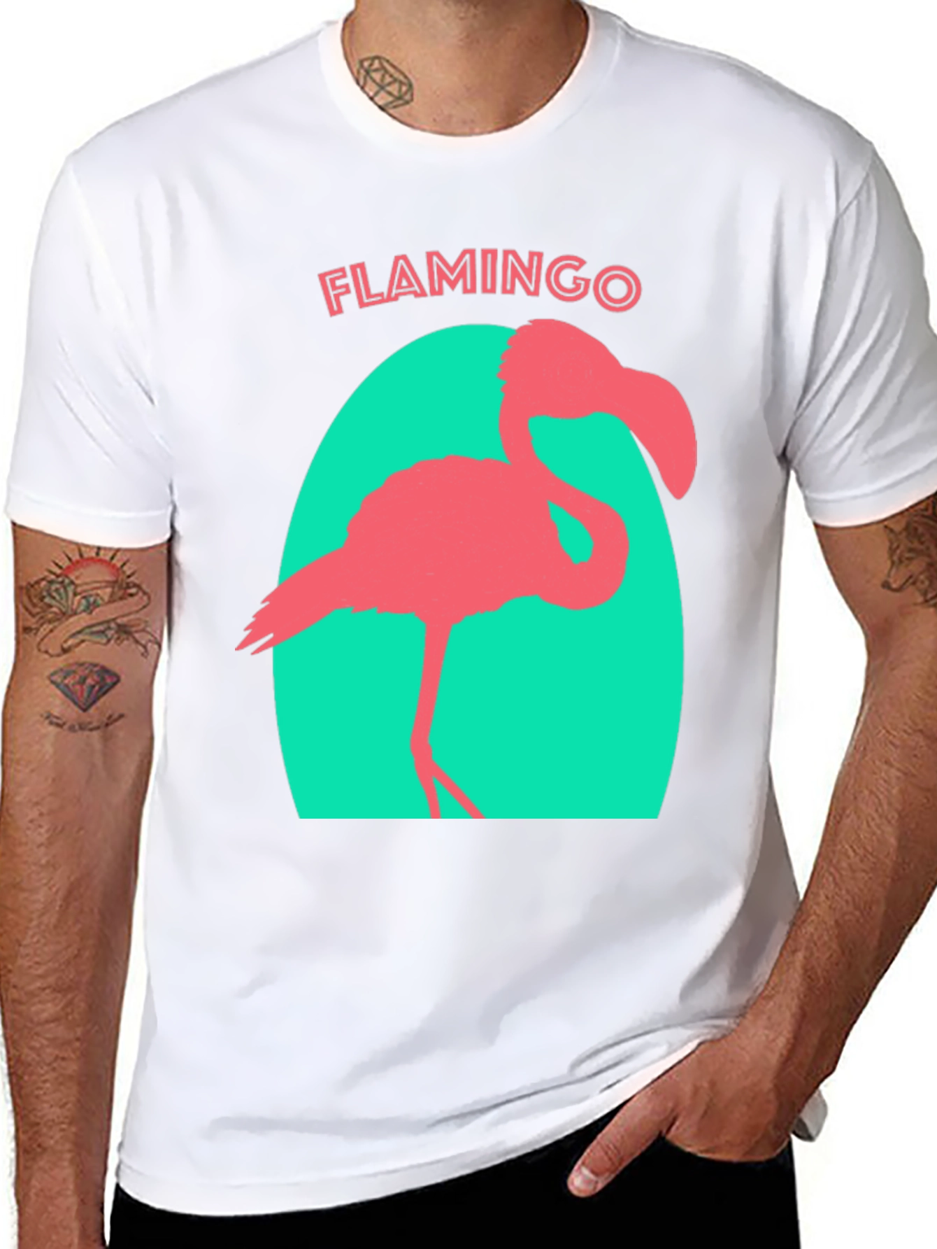 Black Flamingo Graphic Tee - Black Cotton T-Shirt view 8