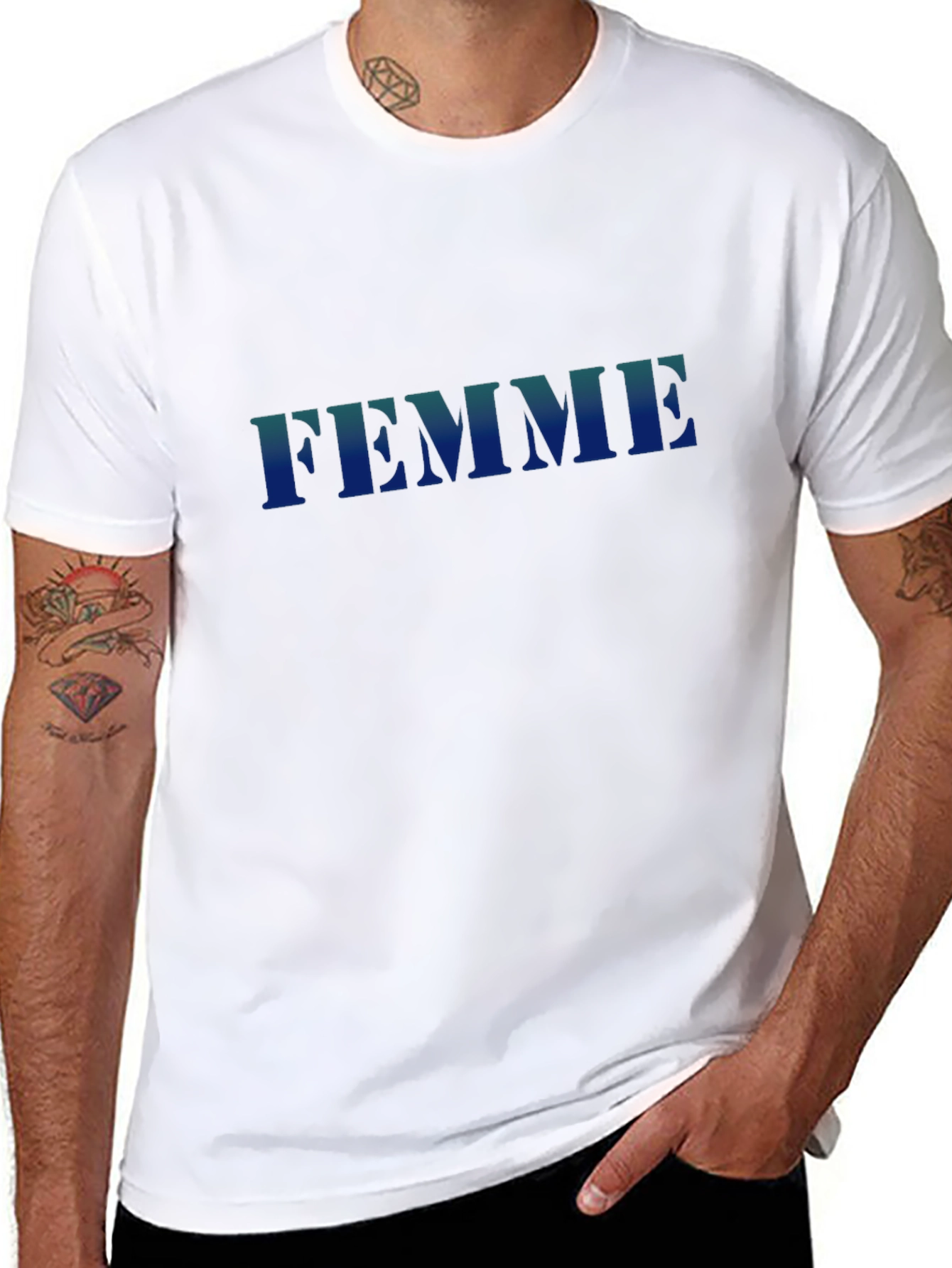 Black Femme Graphic T-Shirt - Trendy Casual Wear view 8