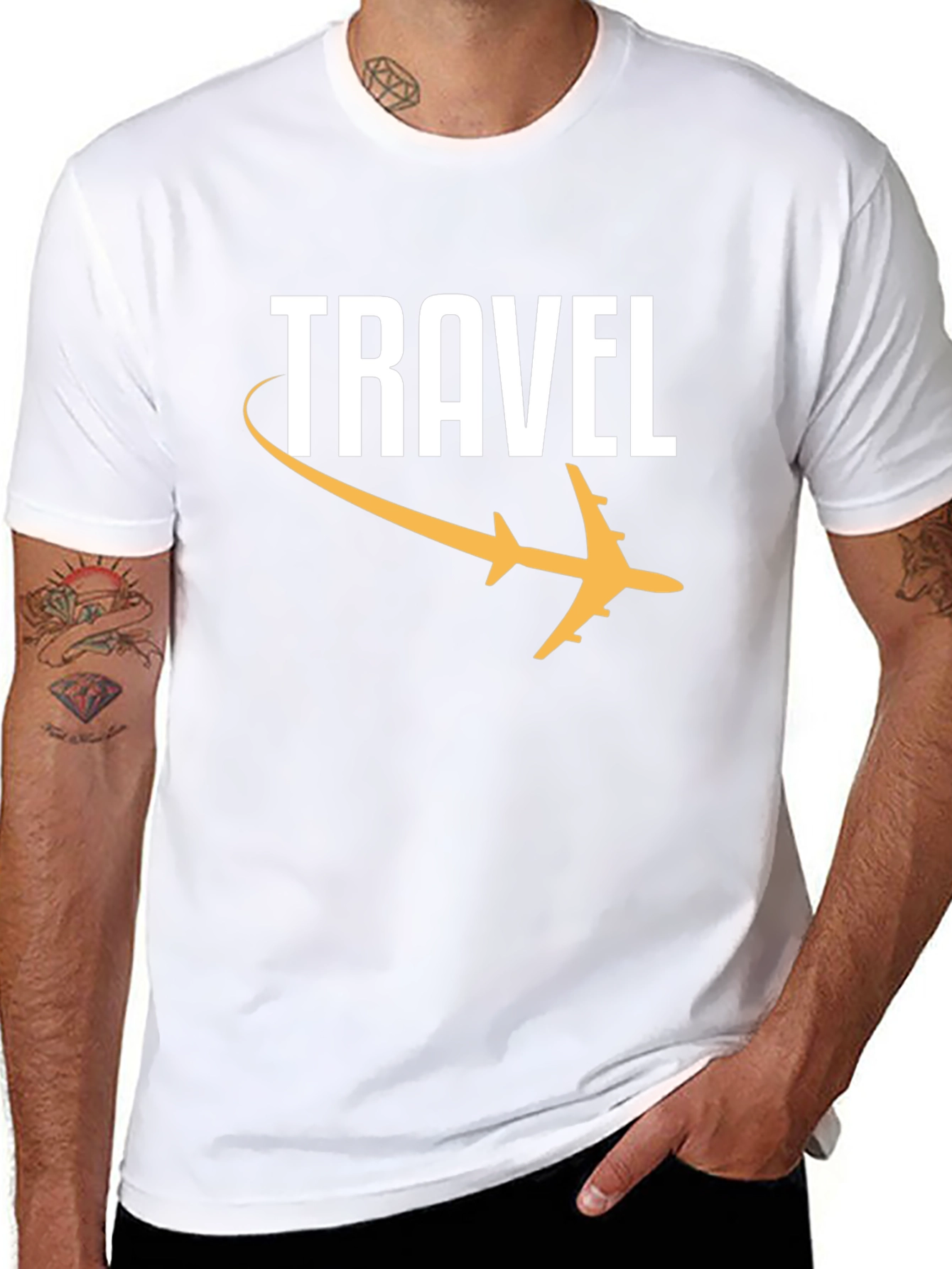 Black Travel Graphic Tee - Black Airplane T-Shirt view 8