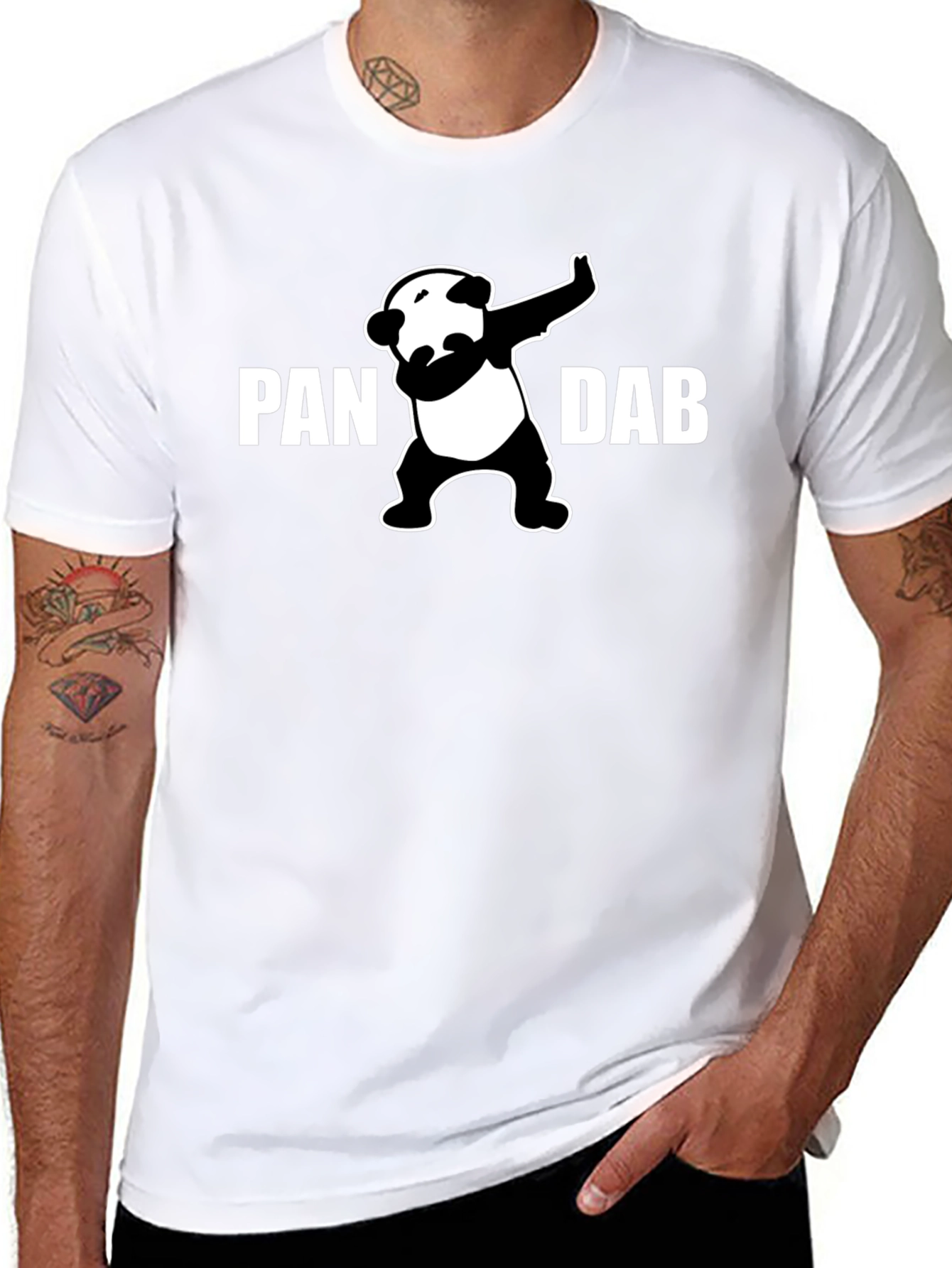 Black Panda Dab Graphic T-Shirt - Black Crew Neck Tee view 8