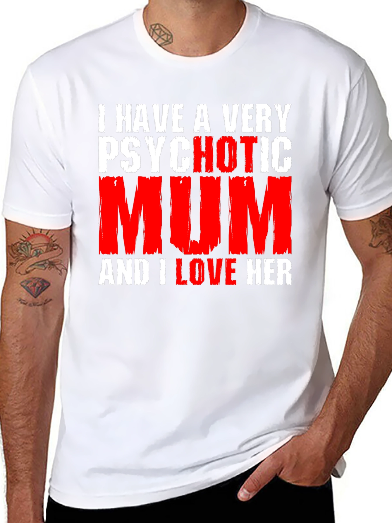 Black Psychotic Mum T-Shirt - Funny Novelty Graphic Tee view 8