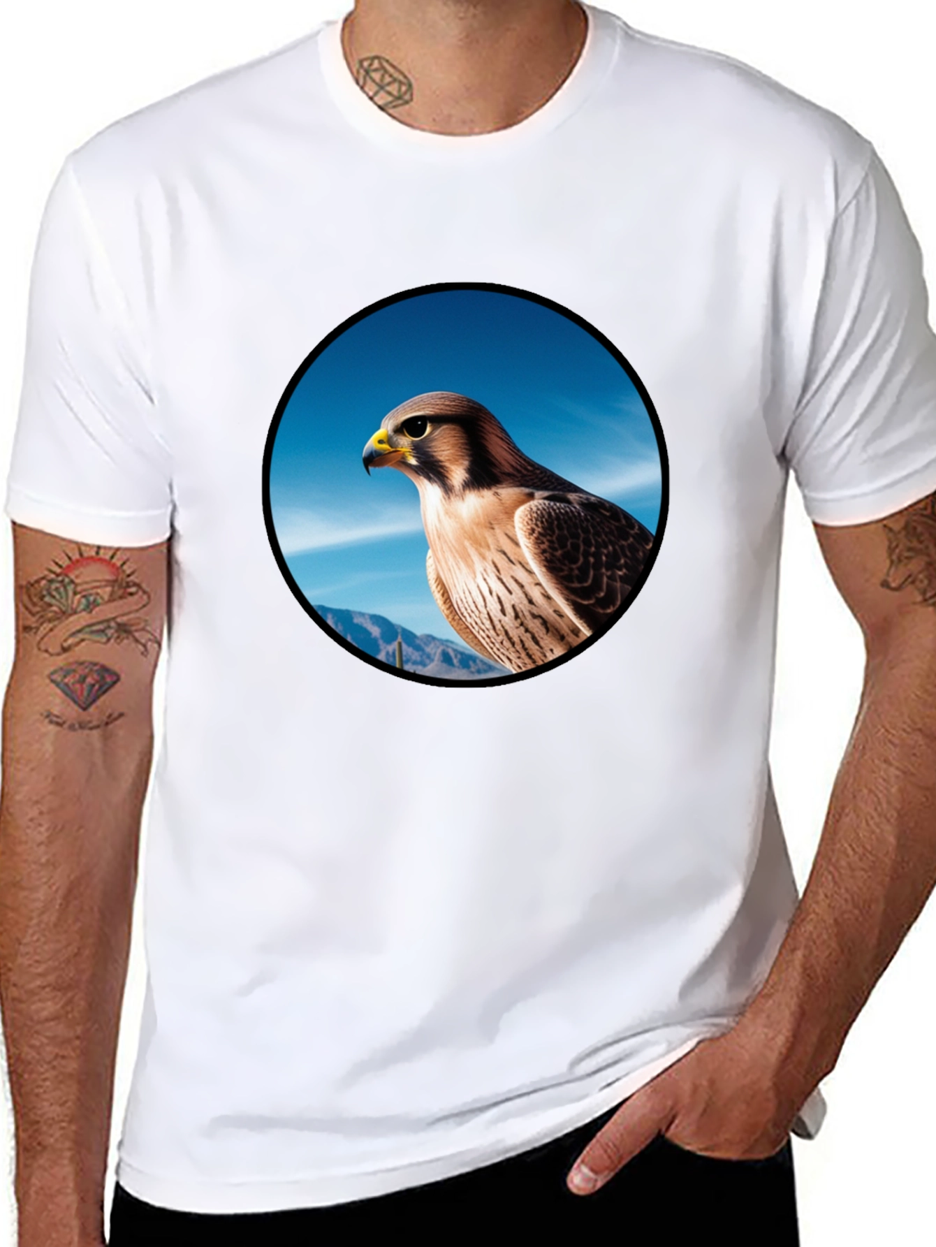 Black Falcon Graphic Tee - Men's Black T-Shirt view 8