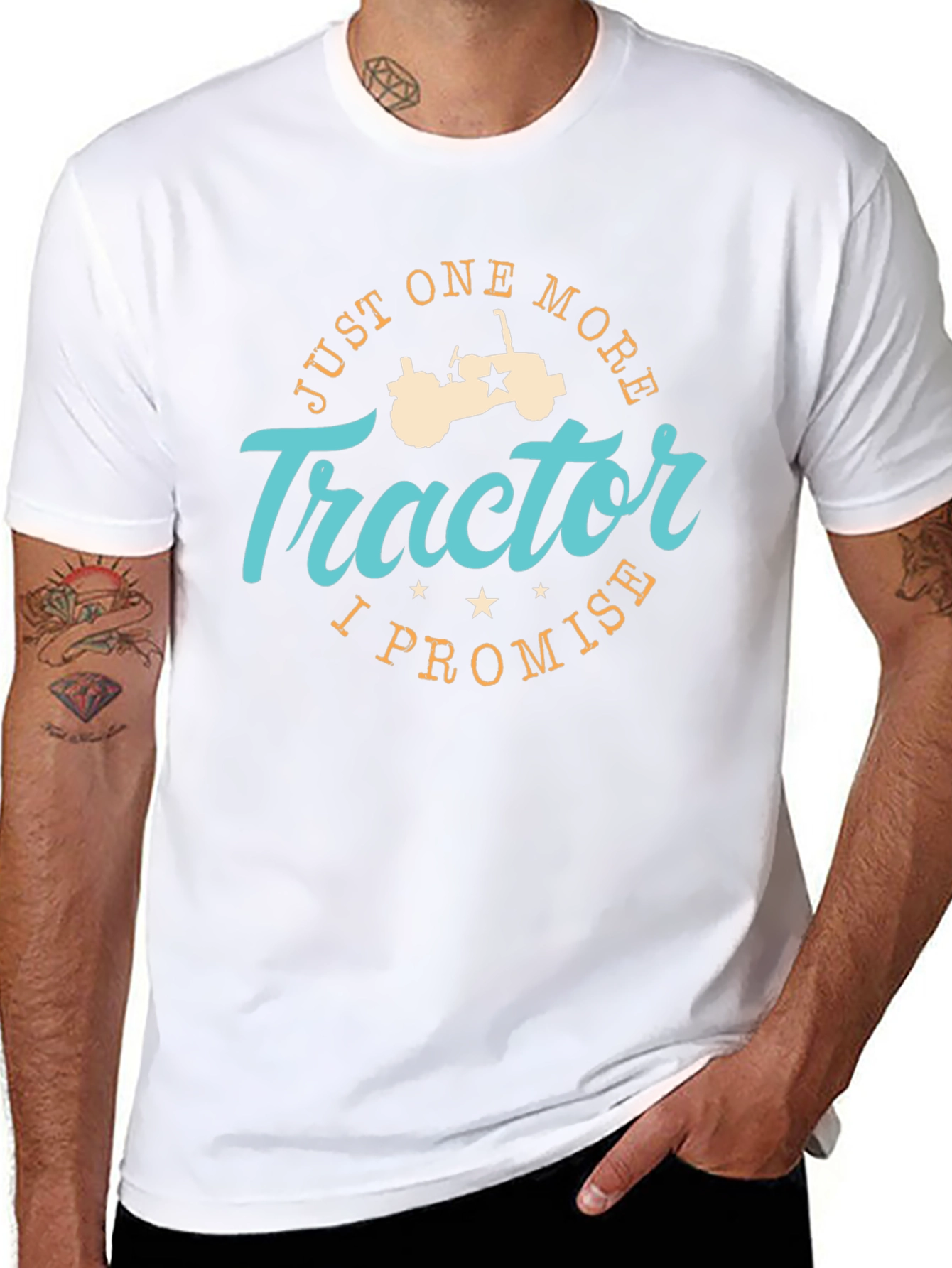 Black Just One More Tractor Black T-Shirt view 8