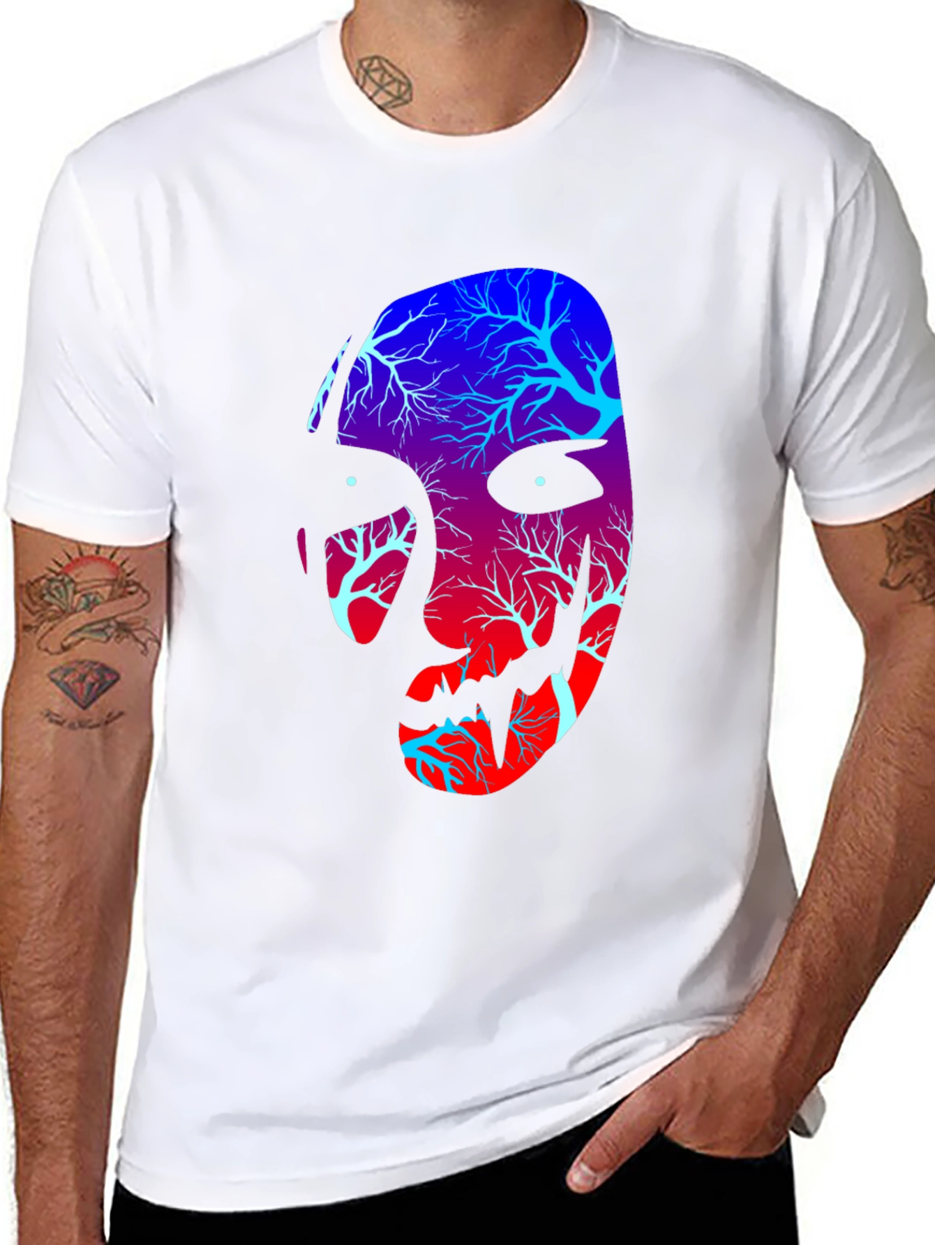 Black Tree Spirit Face Graphic Tee - Black view 8