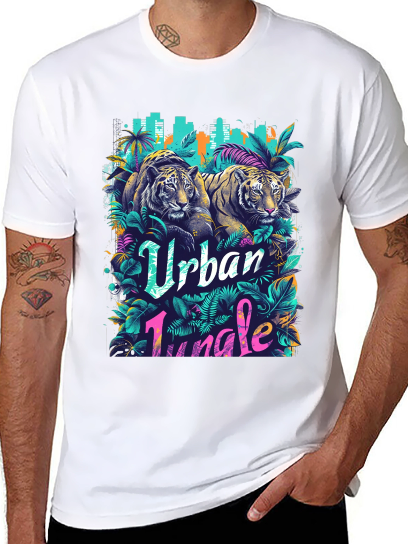 Black Urban Jungle Tiger Graphic T-Shirt view 8