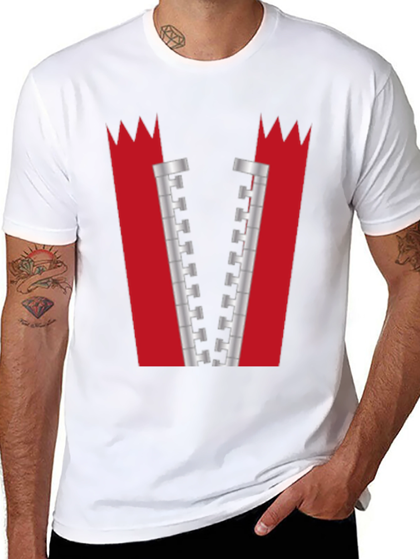 Black Novelty Zipper Graphic T-Shirt - Bold Black Tee view 8