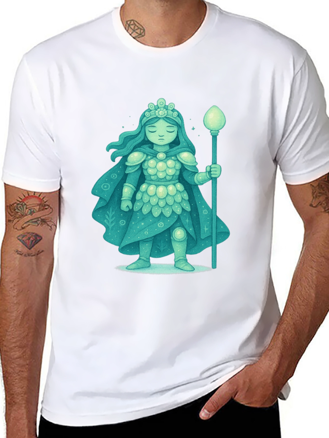 Black Mystical Ice Queen Graphic Tee - Unique Fantasy Design view 8