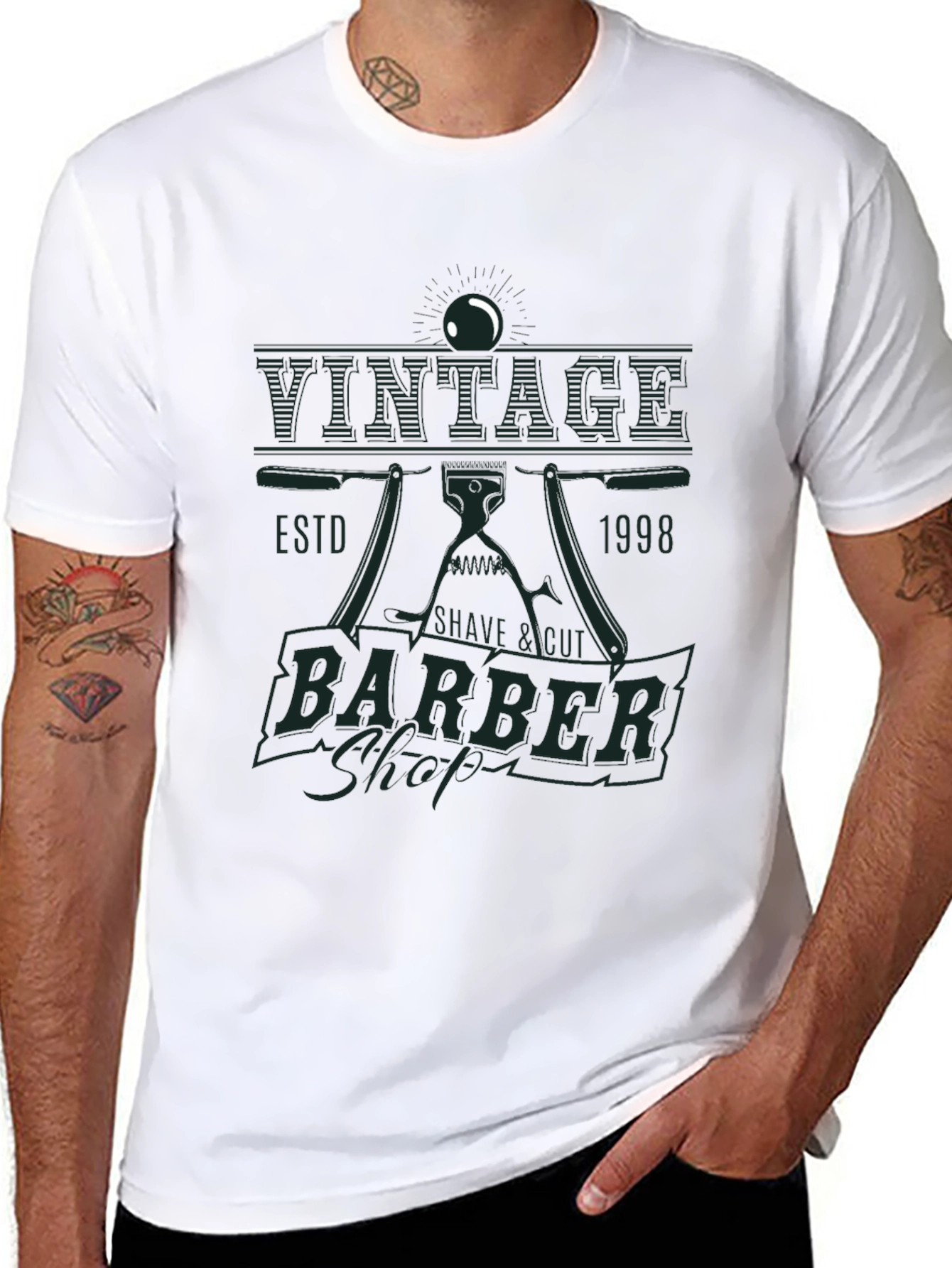 Black Vintage Barber Shop T-Shirt - Est. 1998 view 8