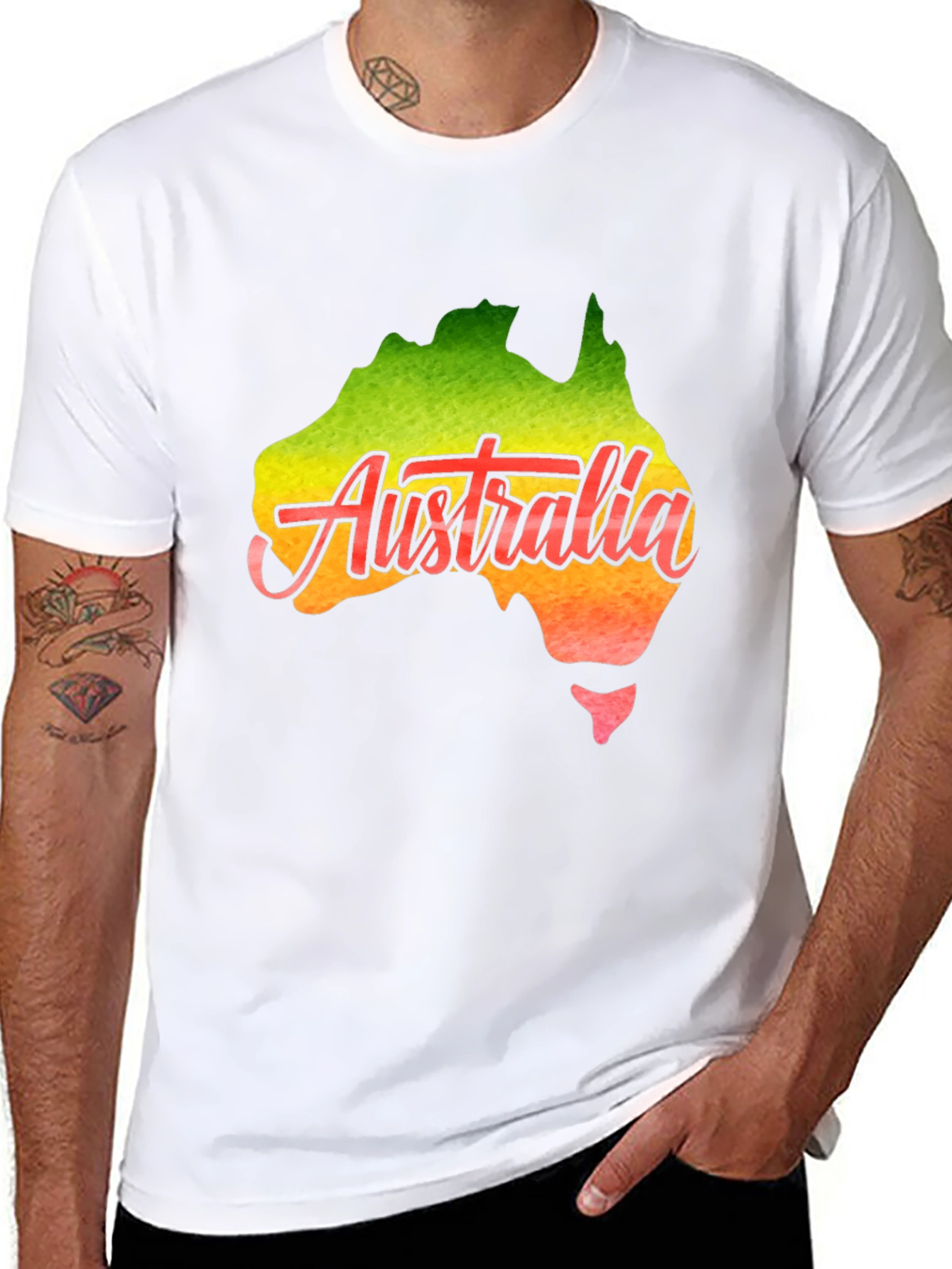 Black Australia Map T-Shirt - Black Cotton Graphic Tee view 8