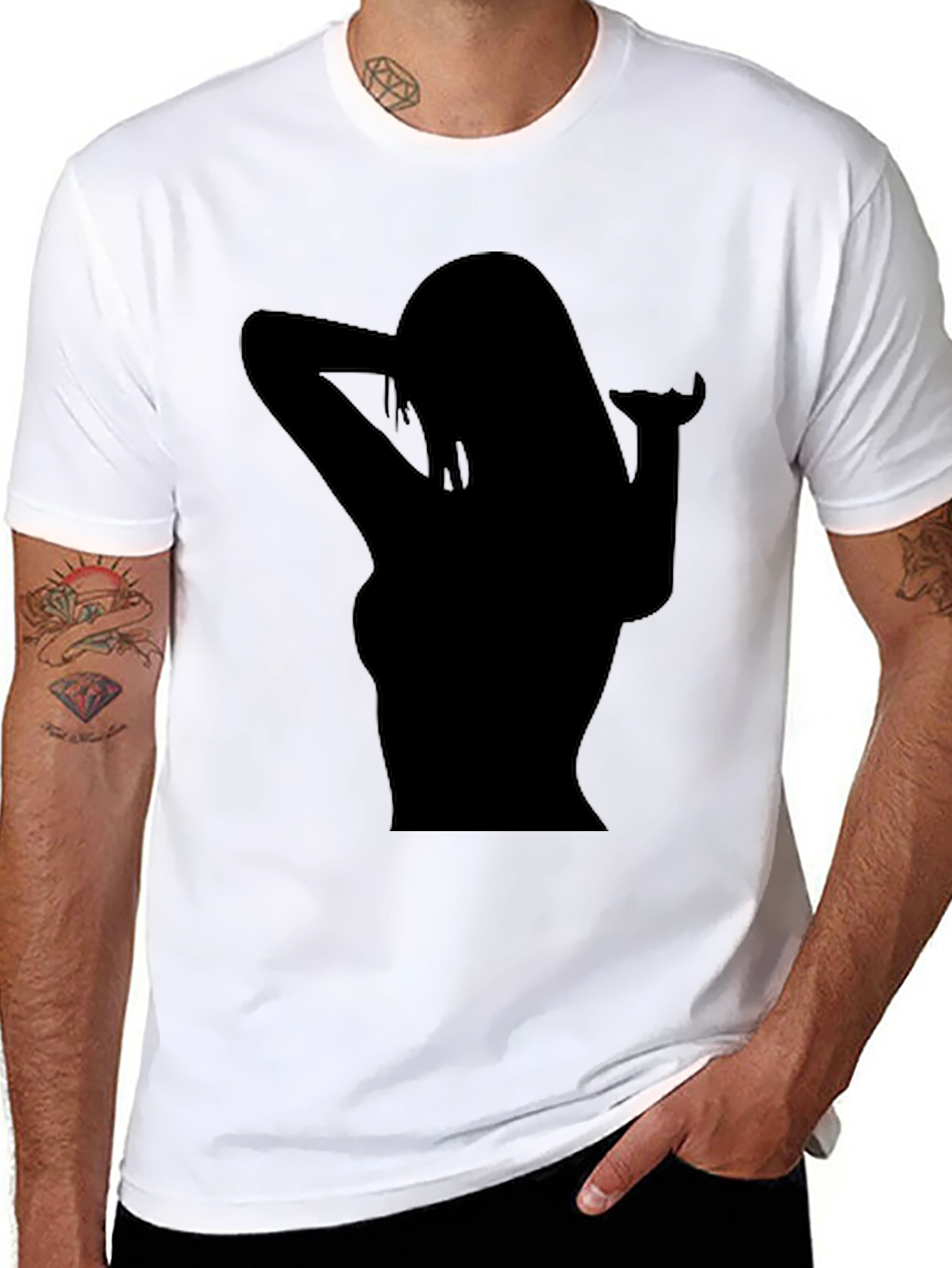 Black Silhouette Tee - Stylish Black Cotton T-Shirt for Men view 8