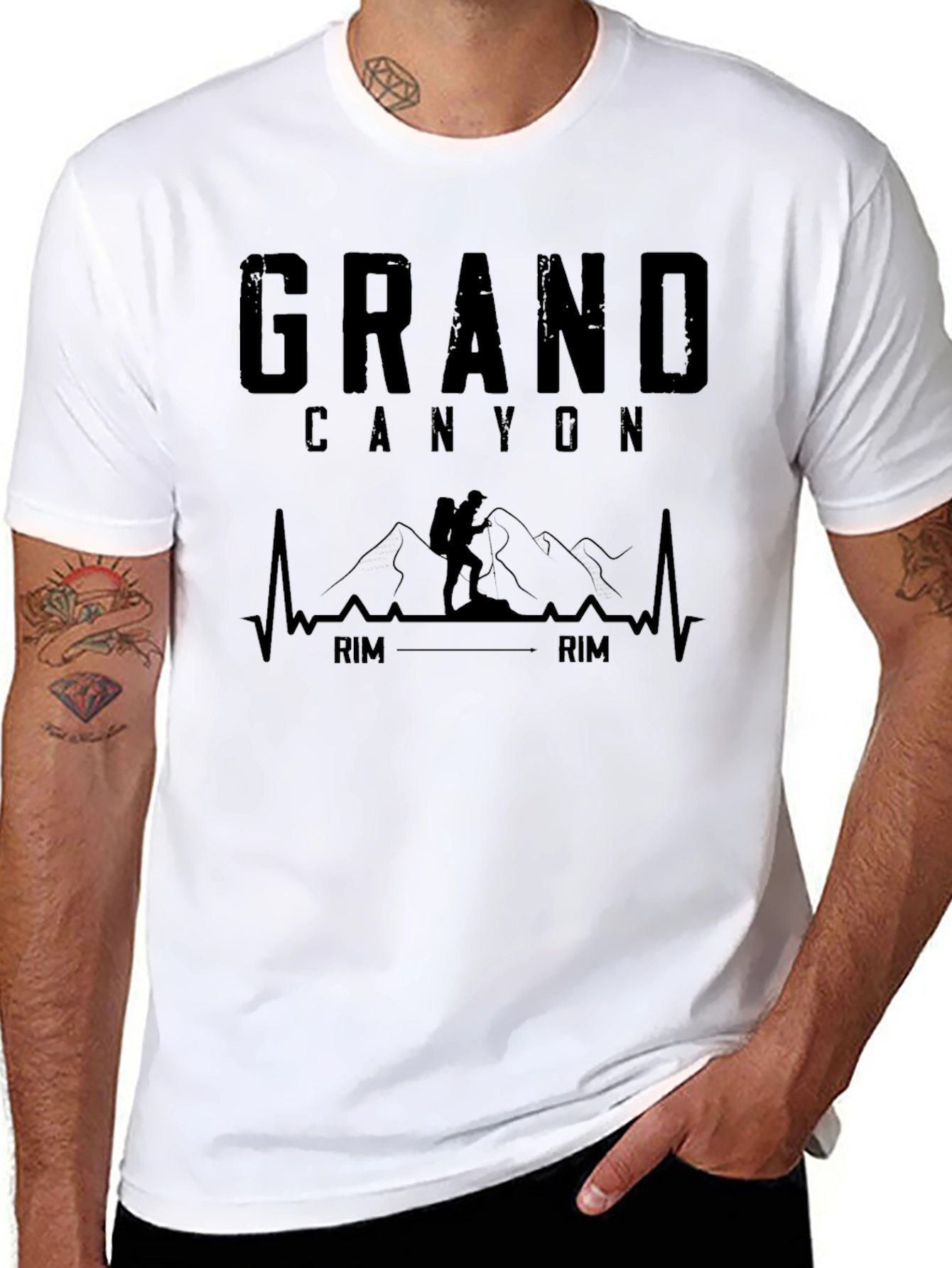 Black Grand Canyon Rim Hiker Graphic Tee view 8