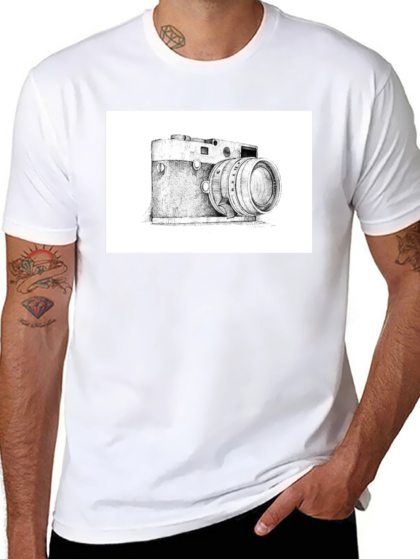 Black Vintage Camera Graphic T-Shirt - Classic Style view 8