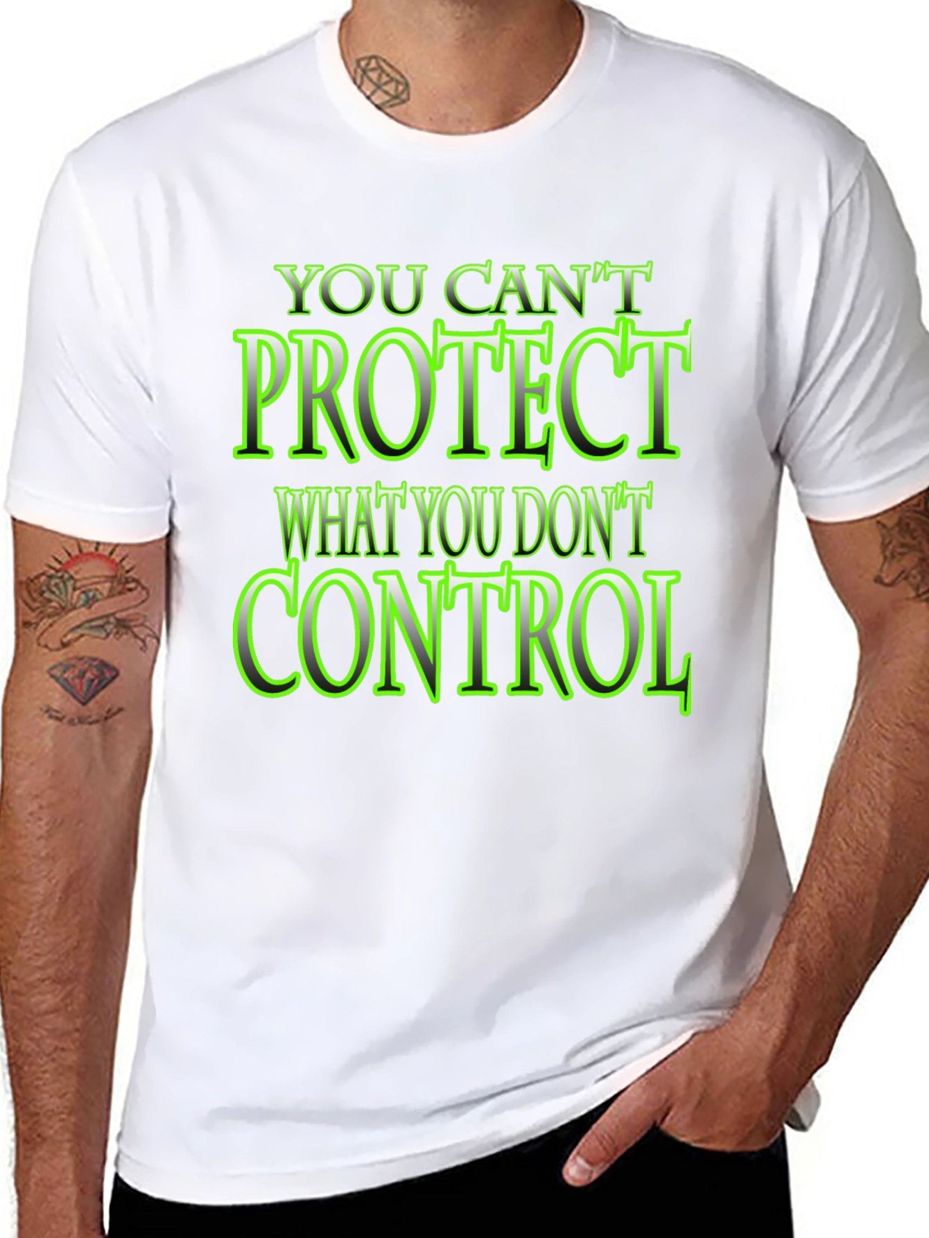 Black You Can't Protect What You Don't Control Black T-Shirt view 8