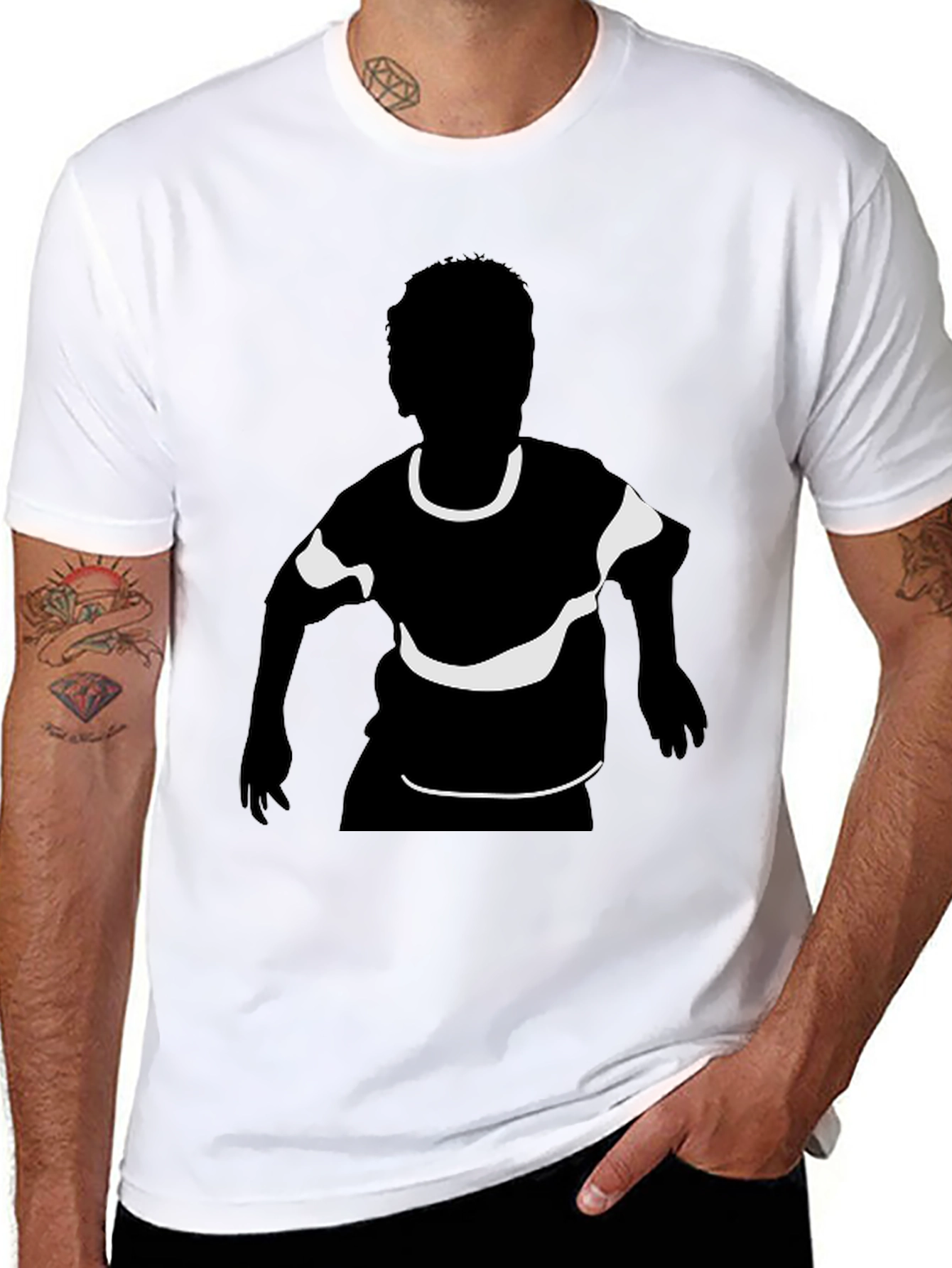 Black Black T-Shirt with Child Silhouette Graphic Print view 8
