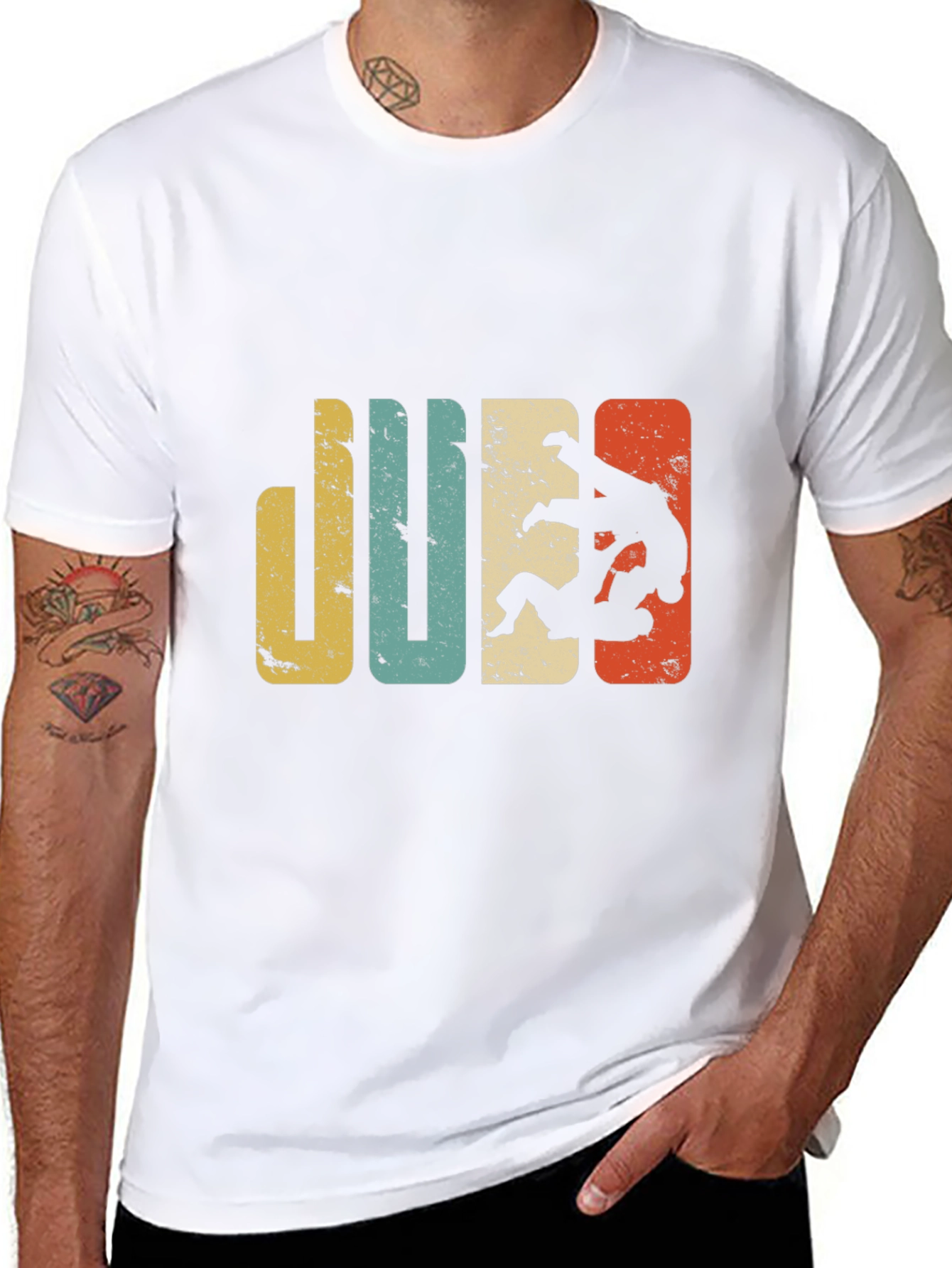 Black Retro Judo T-Shirt | Vintage Style Martial Arts Tee view 8