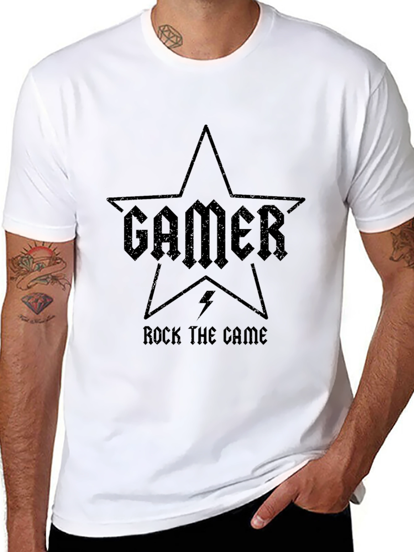 Black Gamer Rock the Game Black T-Shirt view 8