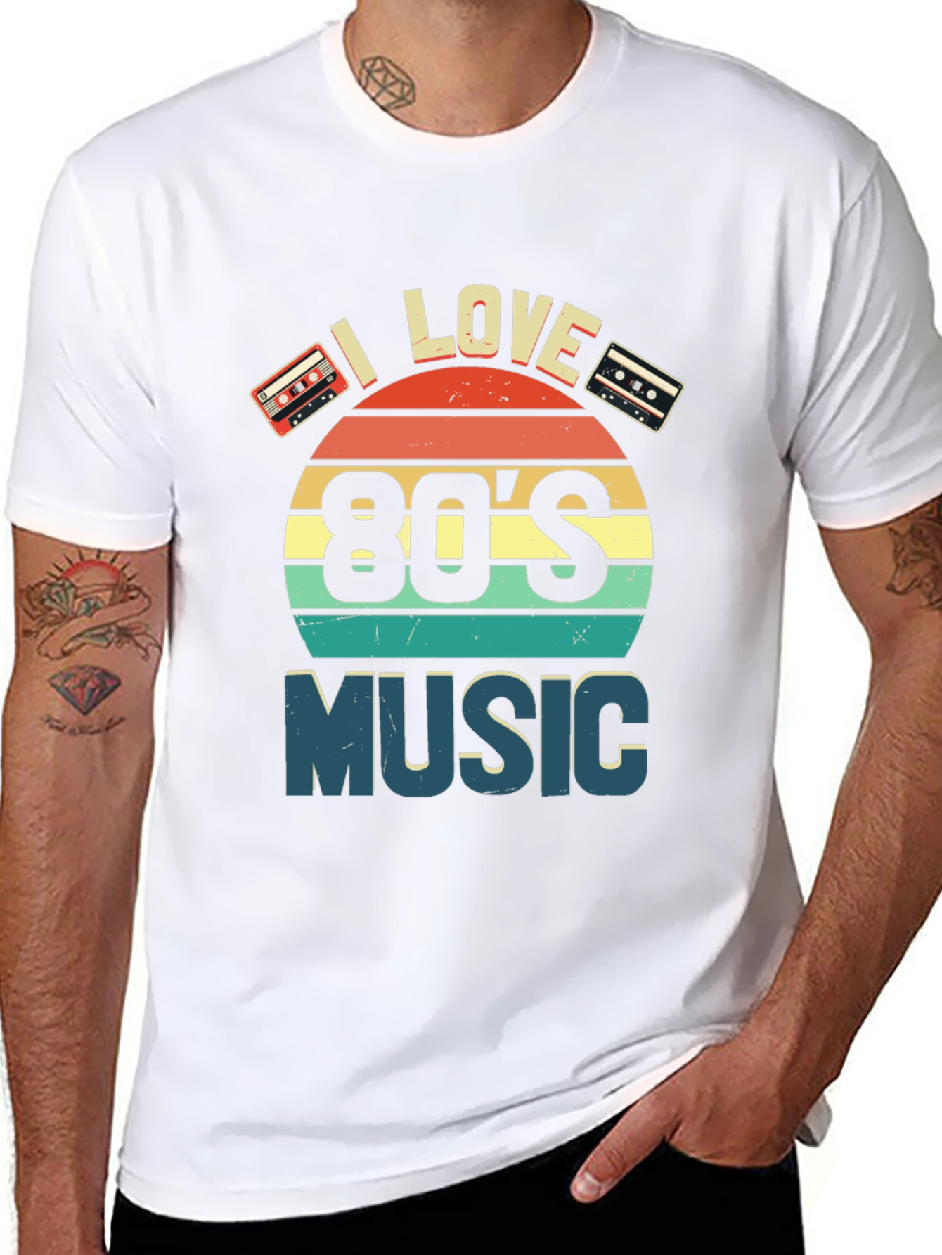 Black I Love 80's Music Retro Cassette T-Shirt view 8