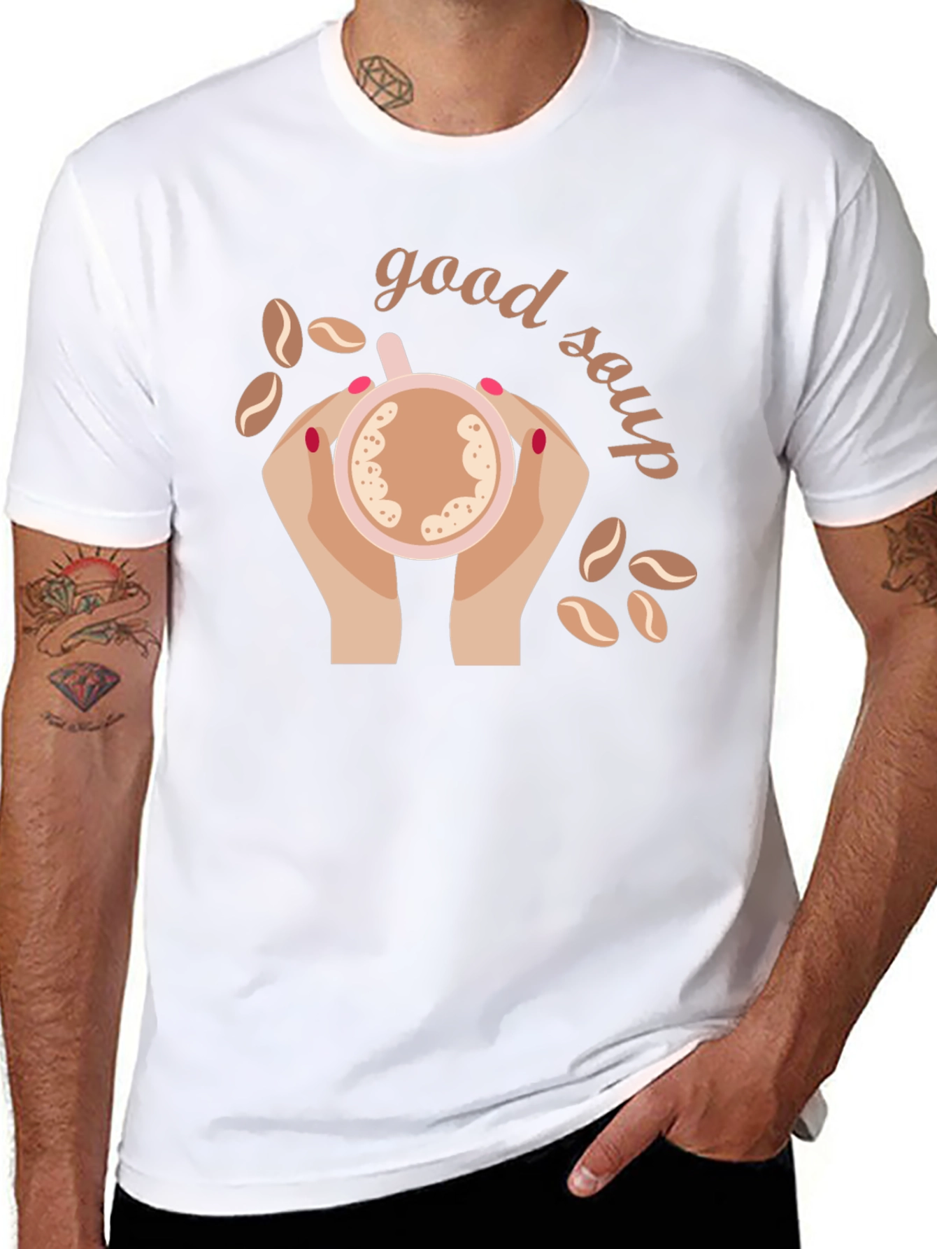 Black Good Soup Graphic T-Shirt | Novelty Coffee Lover Tee view 8