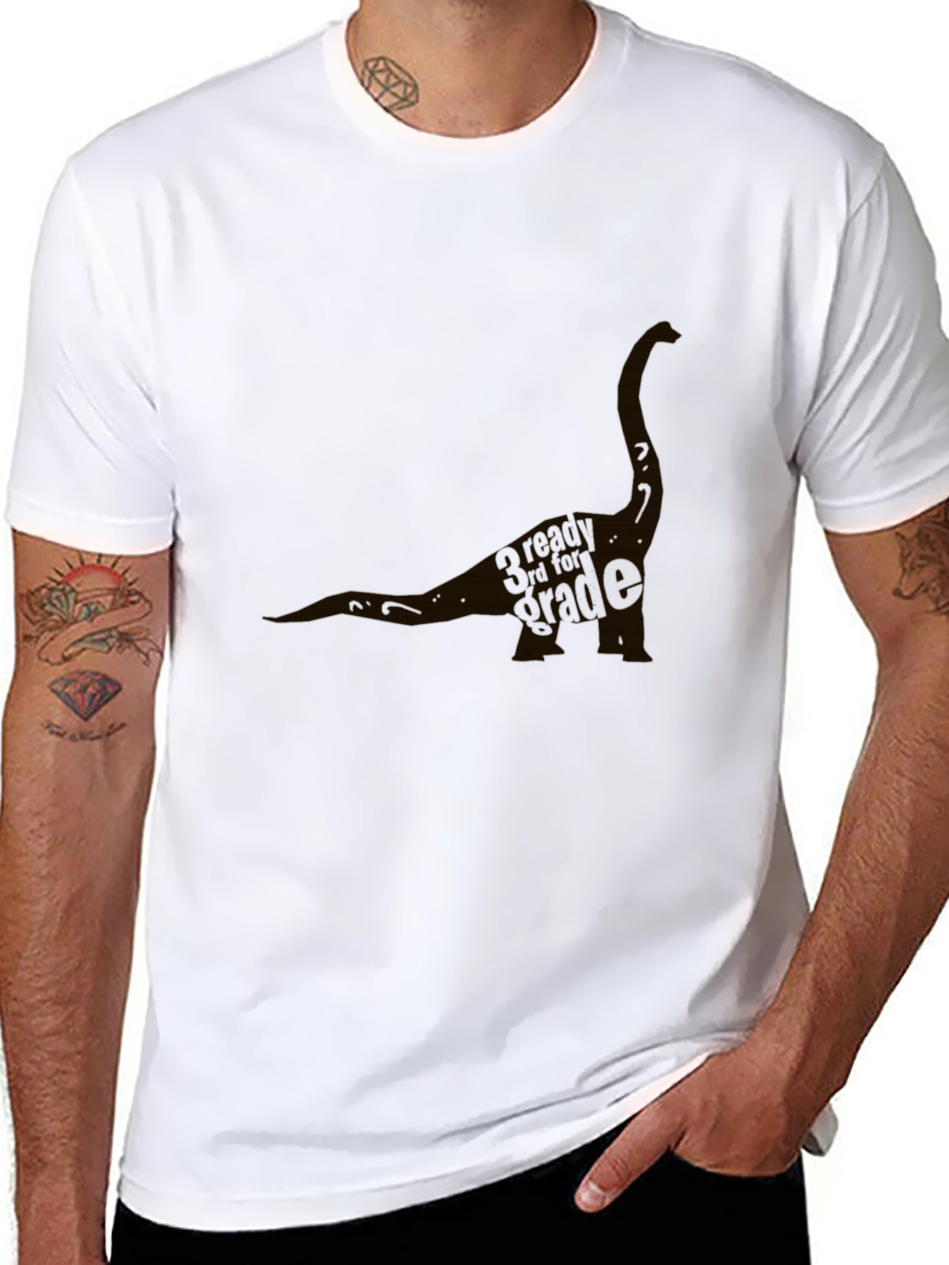Black Dinosaur Graphic T-Shirt - Black Cotton Blend view 8