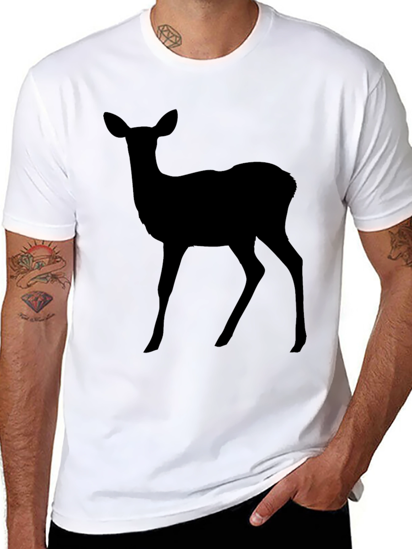 Black Deer Silhouette T-Shirt - Classic Style view 8