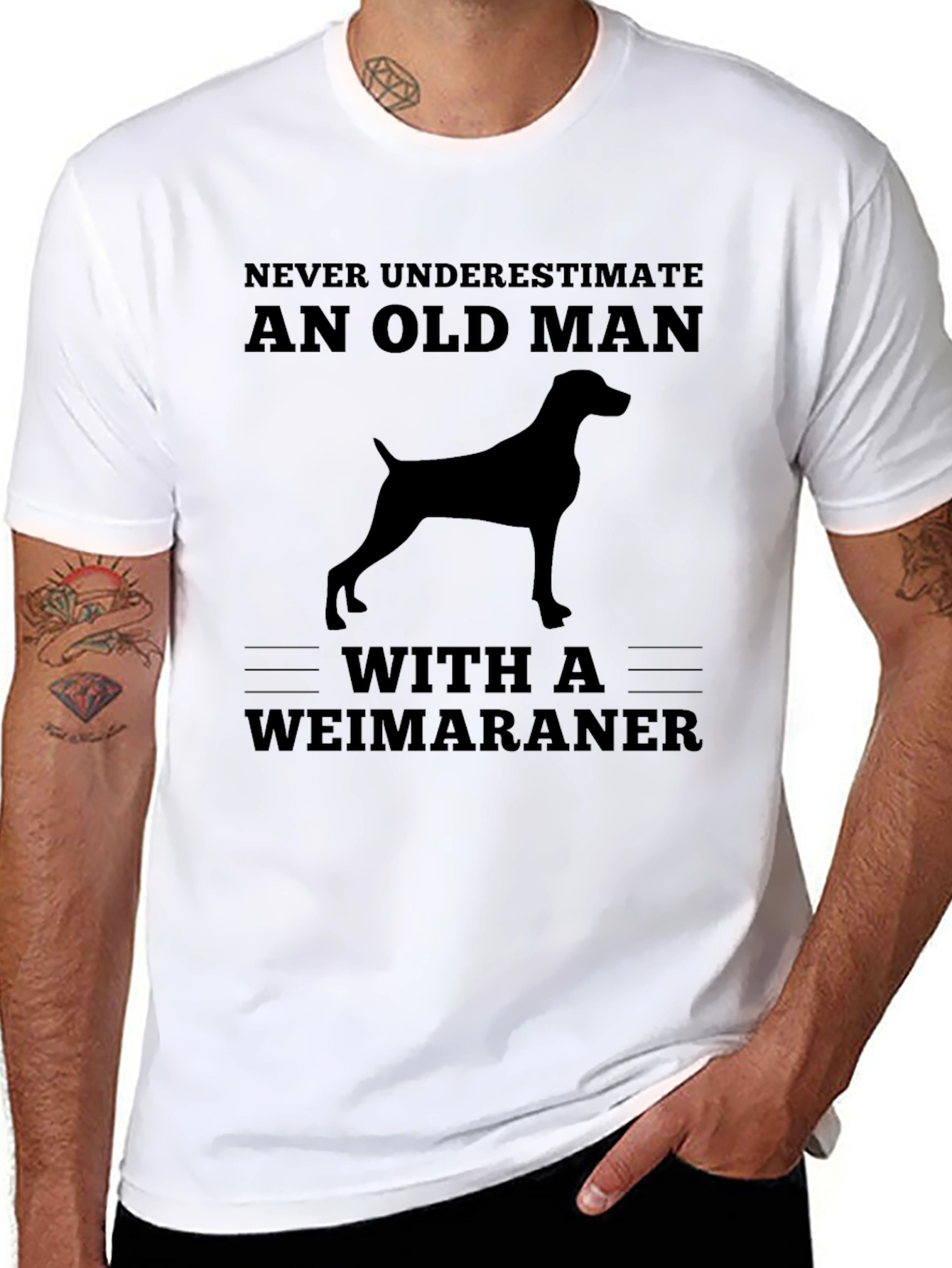 Black Weimaraner Dog Old Man T-Shirt view 8