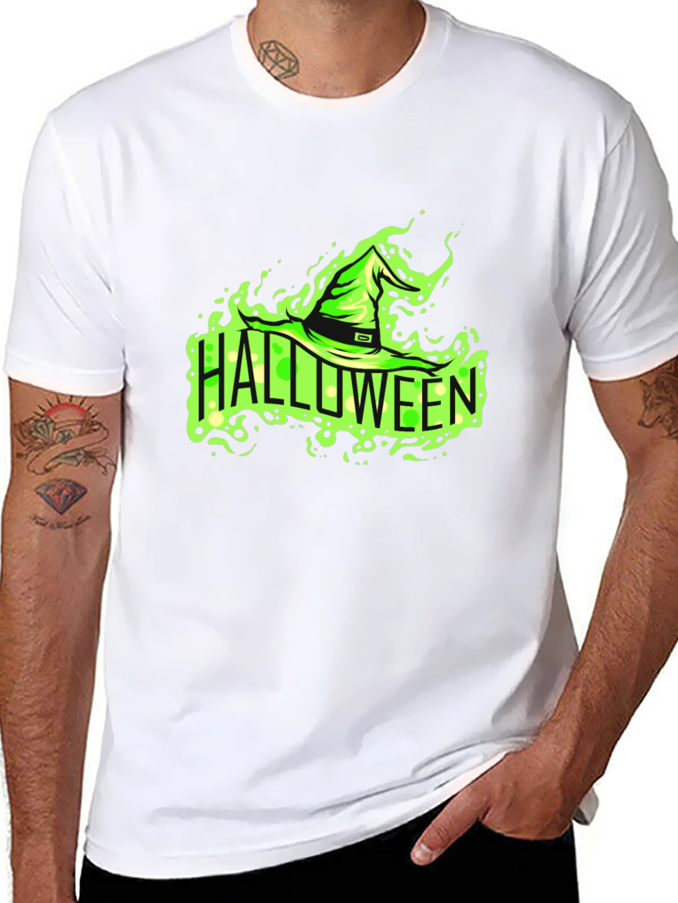 Black Halloween Witch Hat Graphic Tee view 8