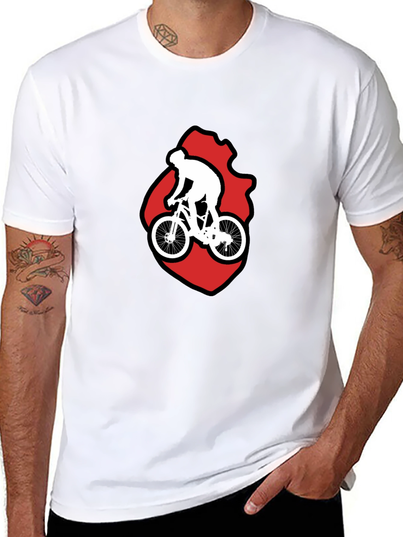 Black Cycling Graphic T-Shirt - Mountain Bike Rider Design view 8